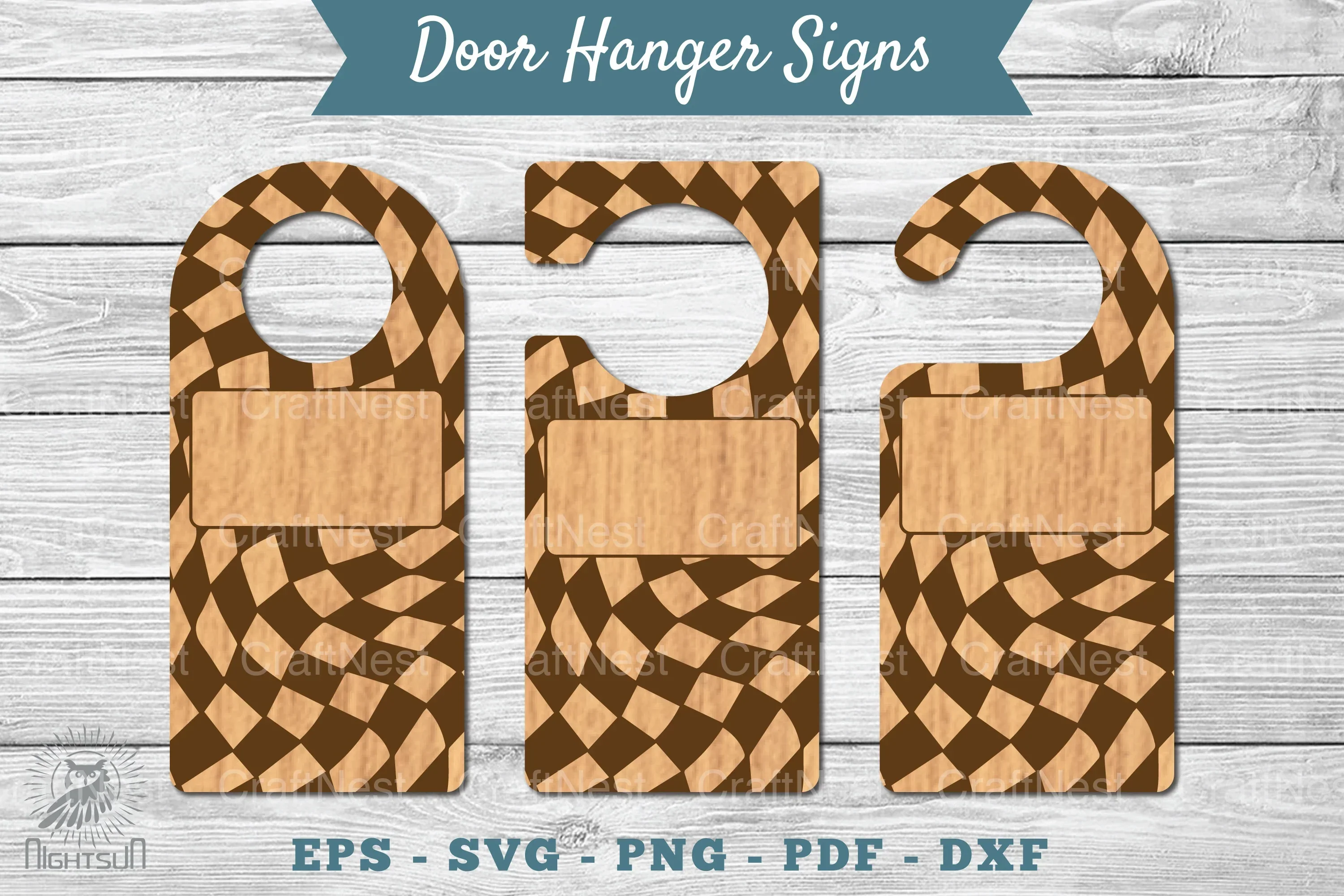 Abstract Door Hanger Signs Template Clipart Bundle