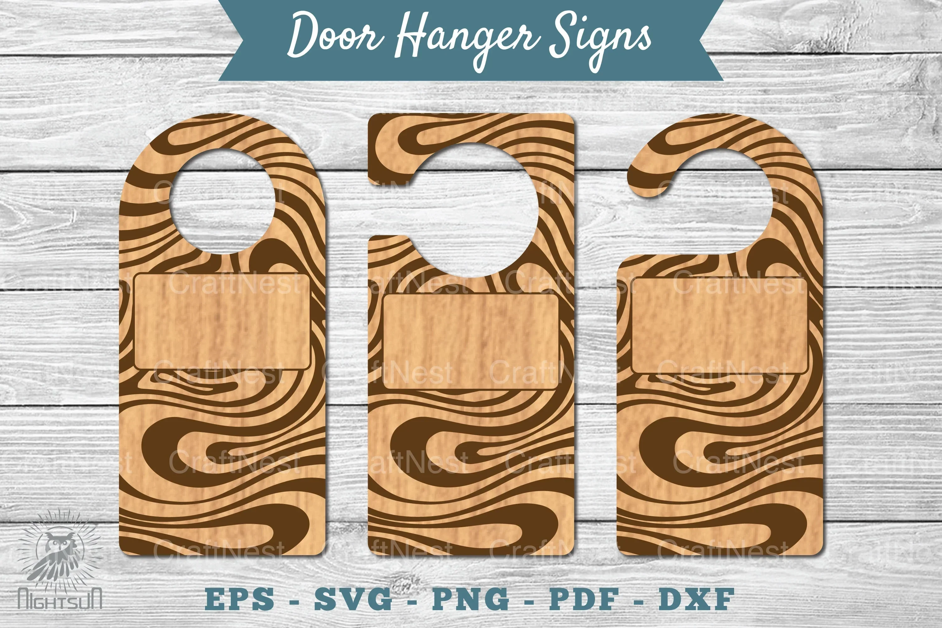 Abstract Door Hanger Signs Template Clipart Bundle