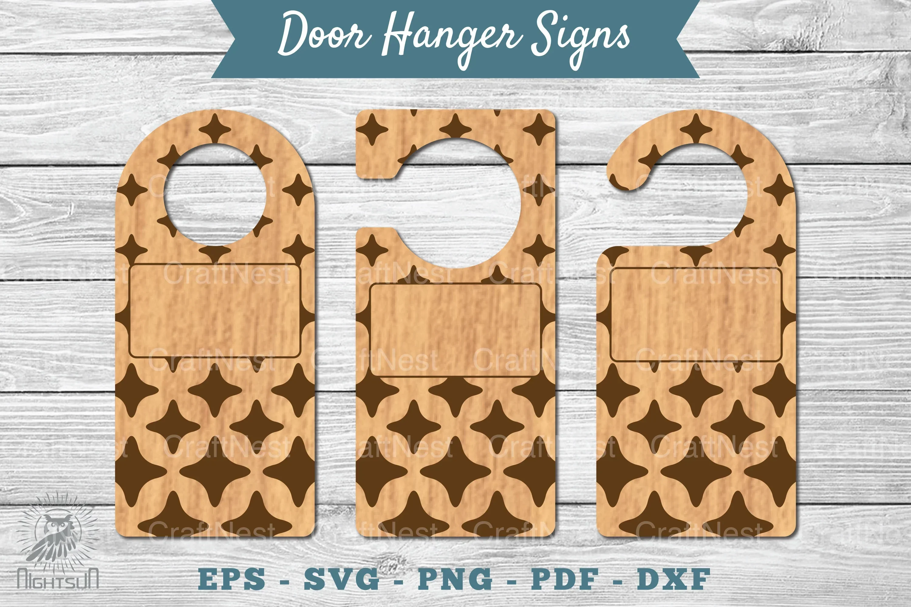 Abstract Door Hanger Signs Template Clipart Bundle