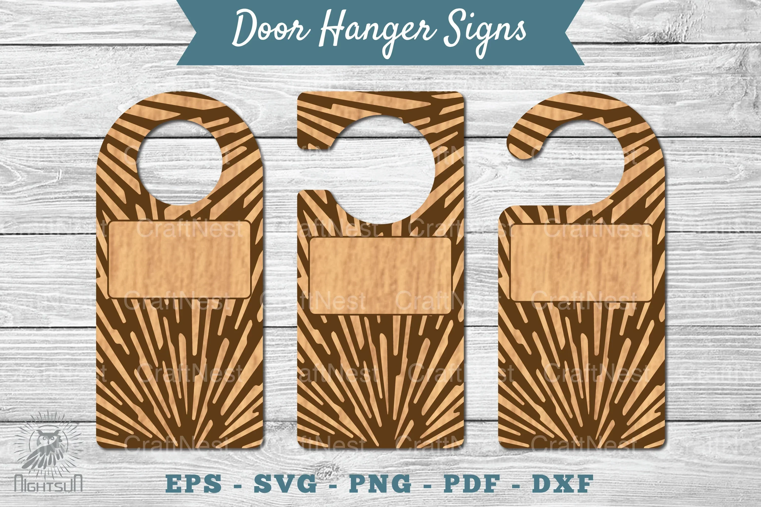 Abstract Door Hanger Signs Template SVG Bundle