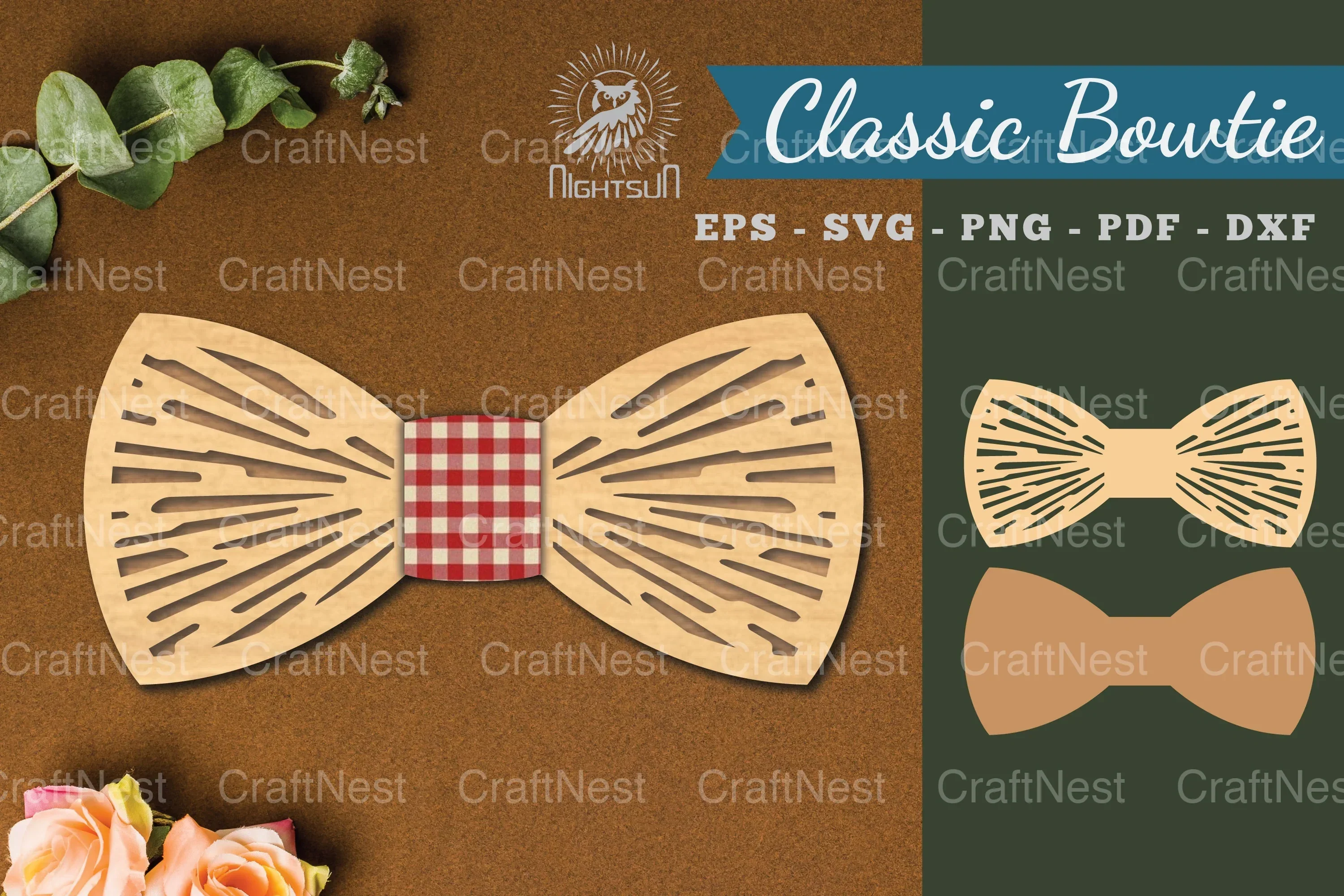 Abstract Pattern Laser Cut Bowtie Clipart Bundle