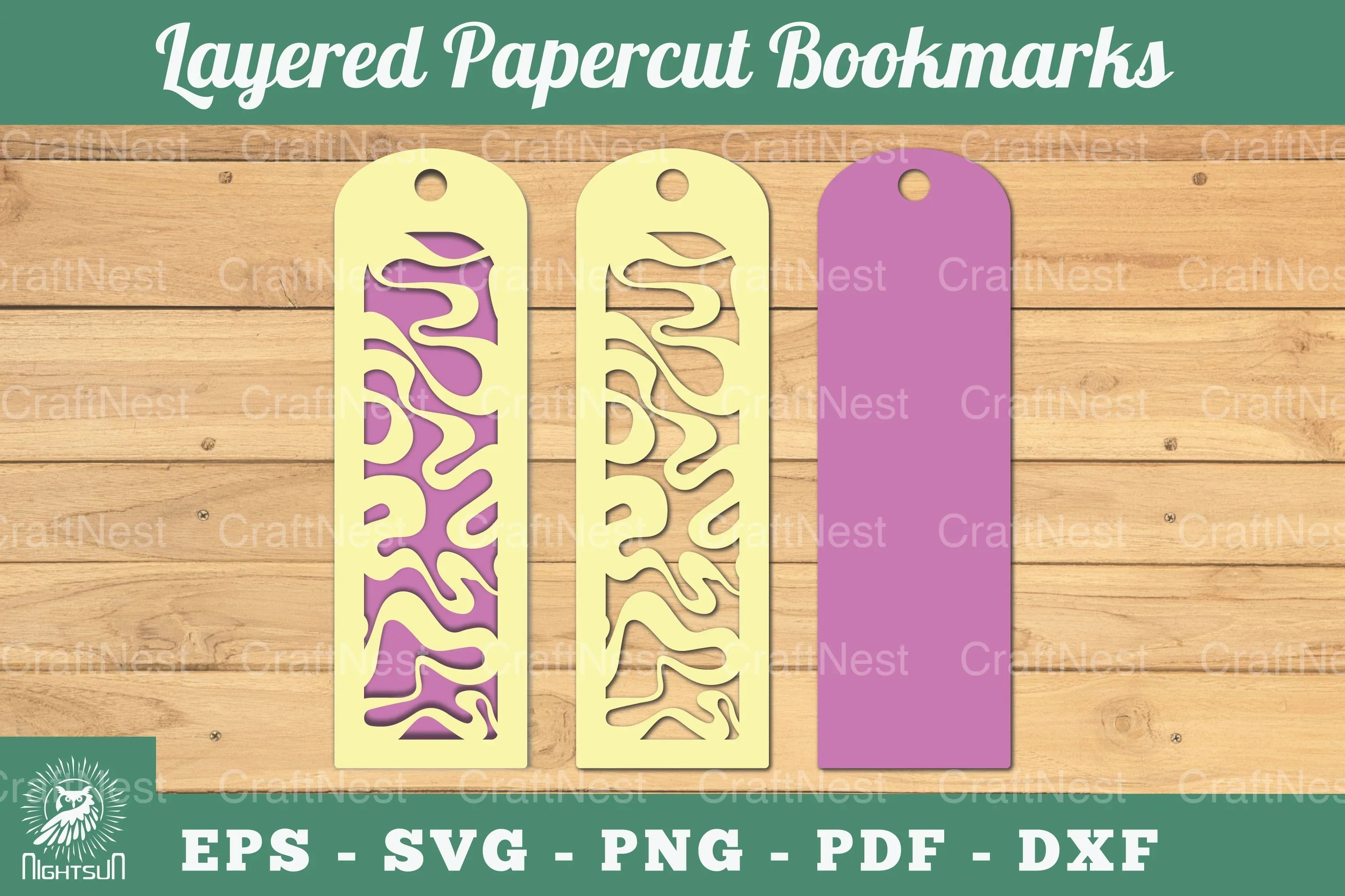 Abstract Pattern Layered Papercut Bookmarks Clipart Bundle