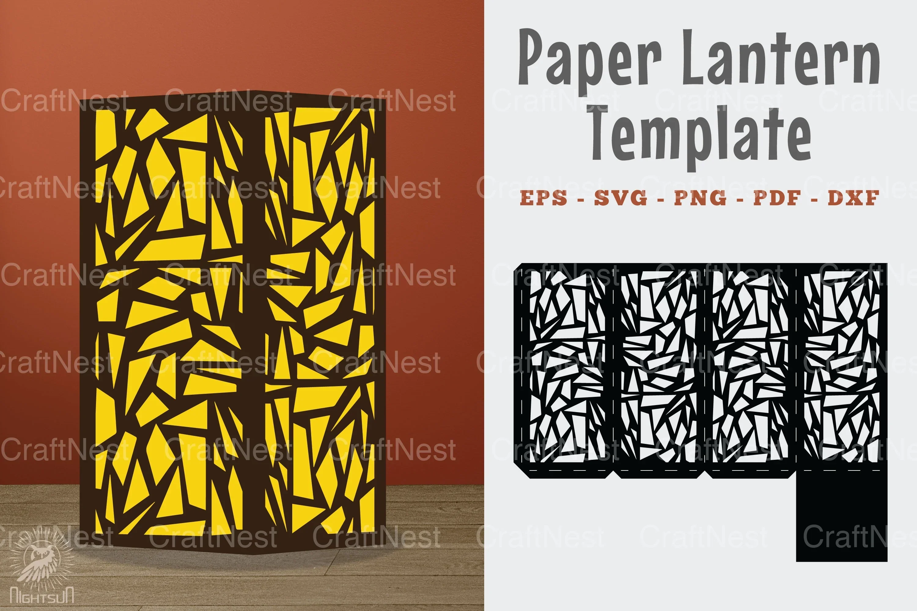 Abstract Pattern Paper Lantern Template - Clipart Bundle