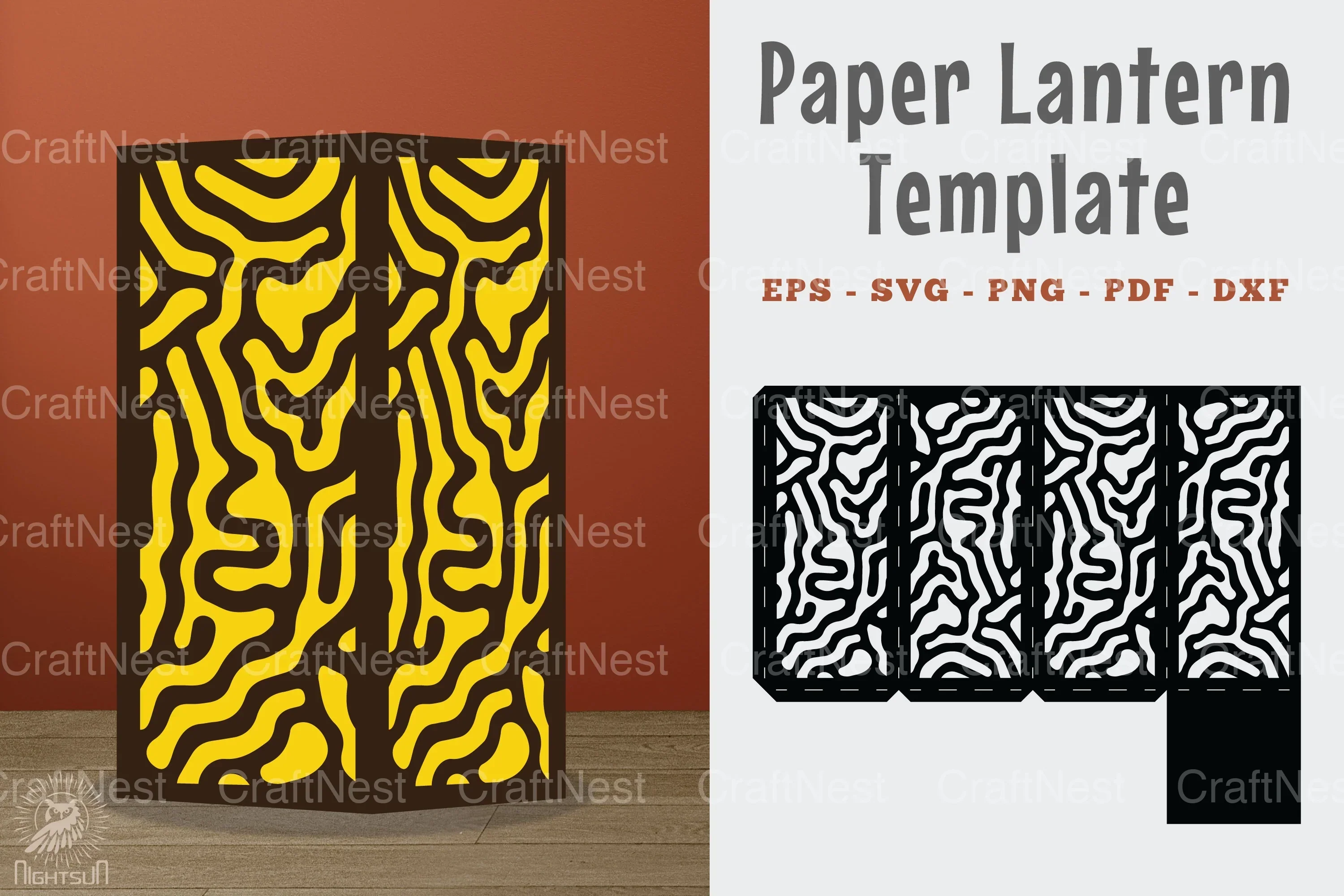 Abstract Pattern Paper Lantern Template - Clipart Bundle