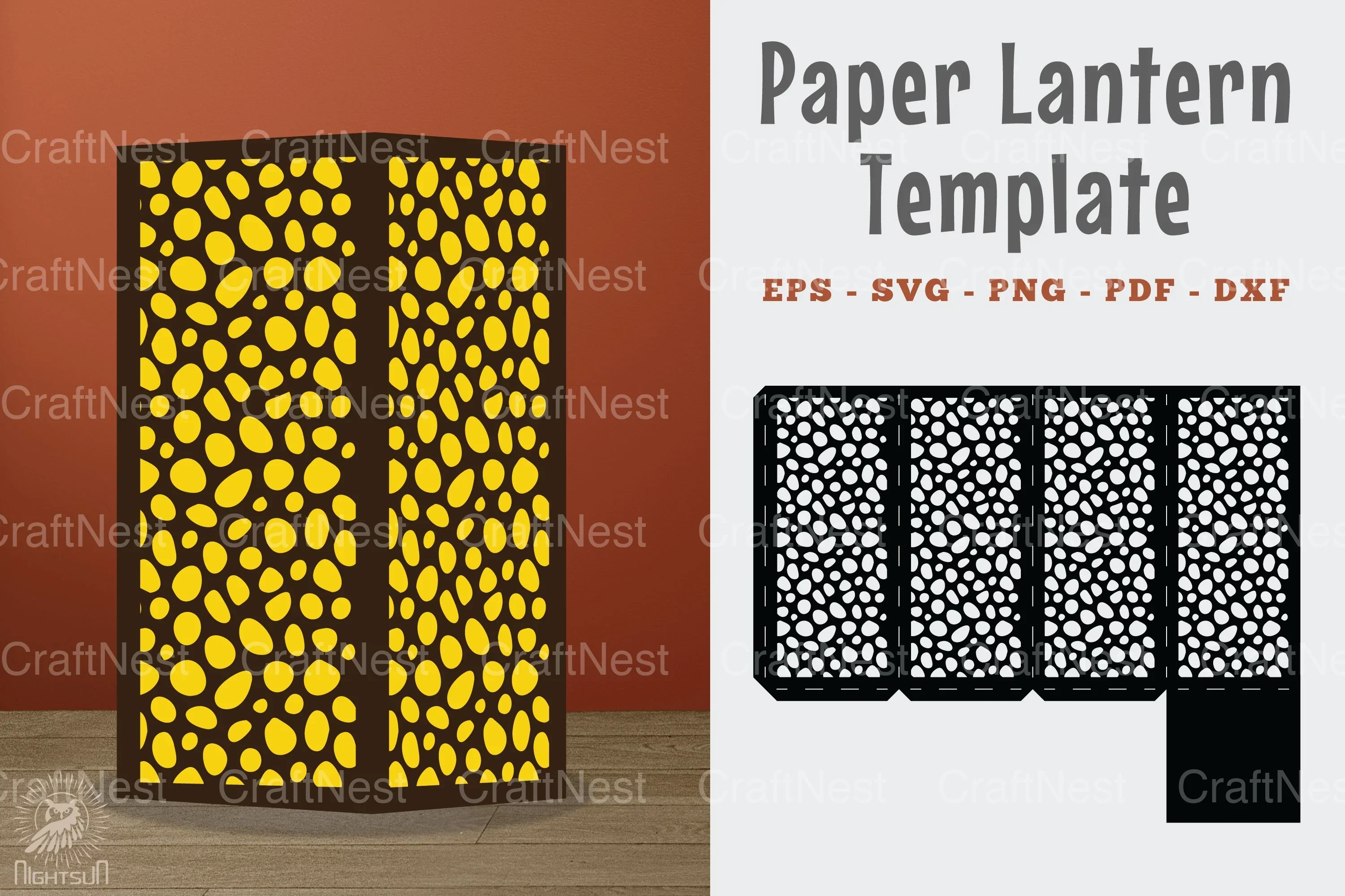 Abstract Pattern Paper Lantern Template - Clipart Bundle