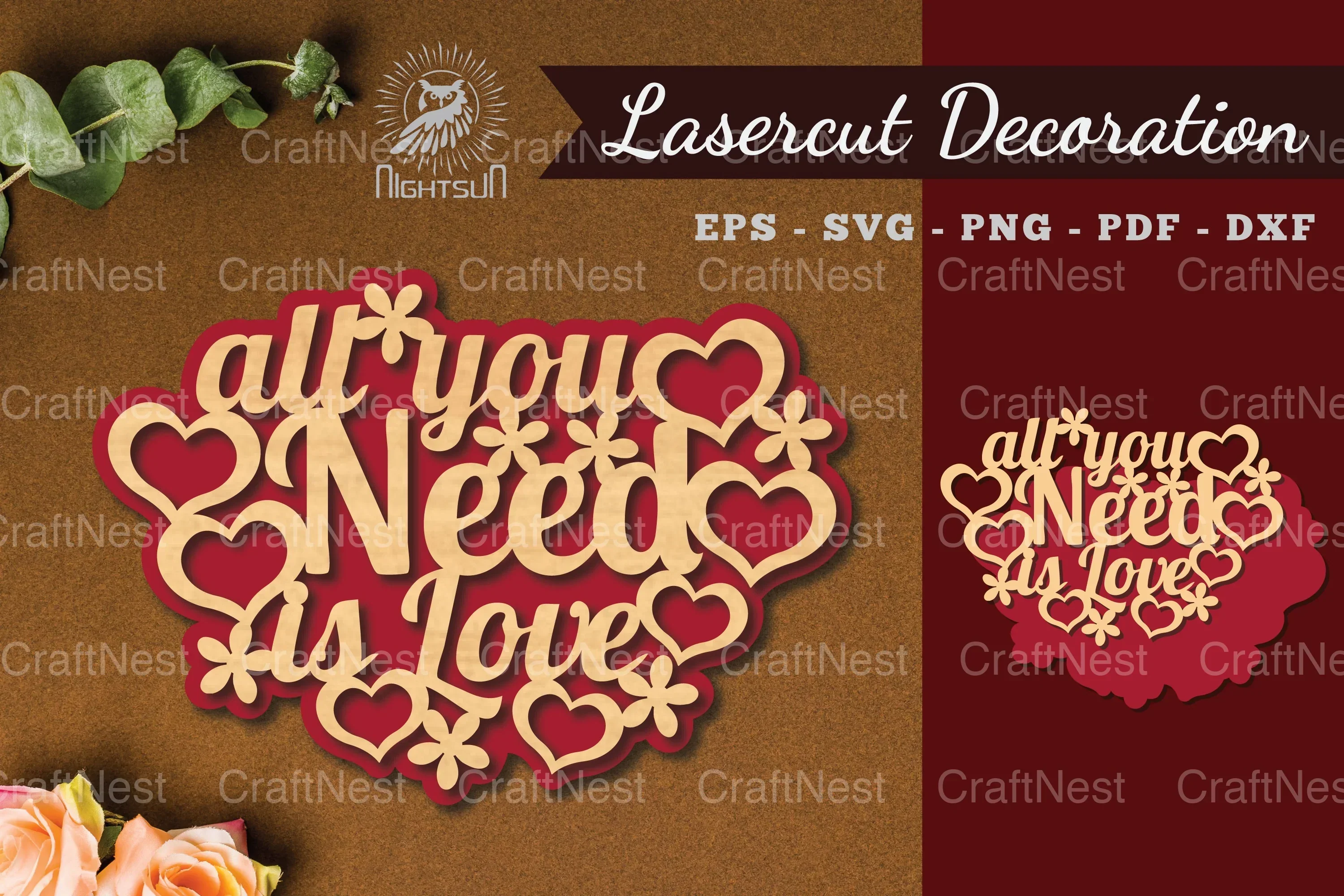 All You Need Is Love Laser Cut Decoration Sign