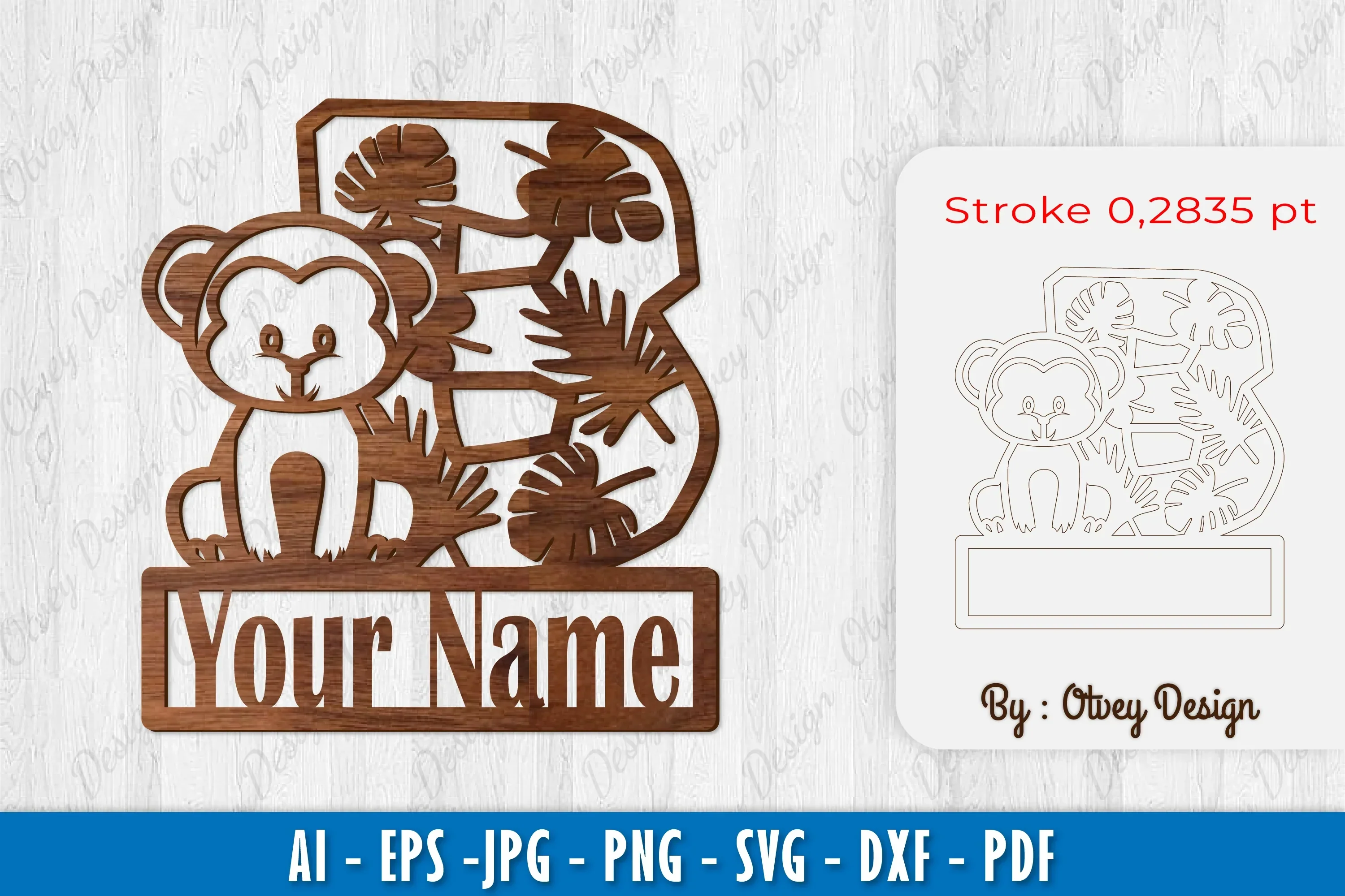 Alphabet Animals Monkey Letter Lasercut SVG Bundle