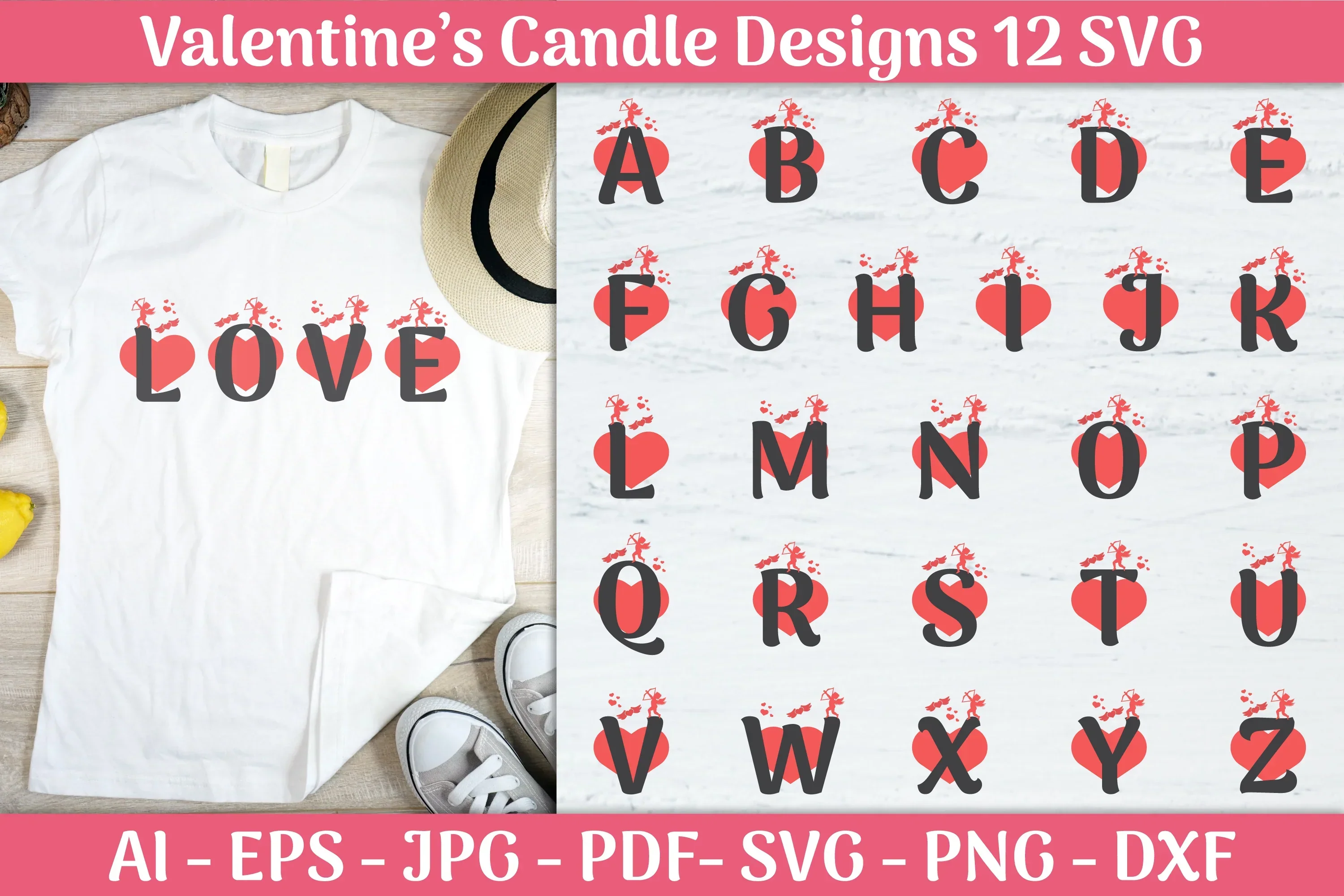 Alphabet Valentine SVG Bundle - Image 3