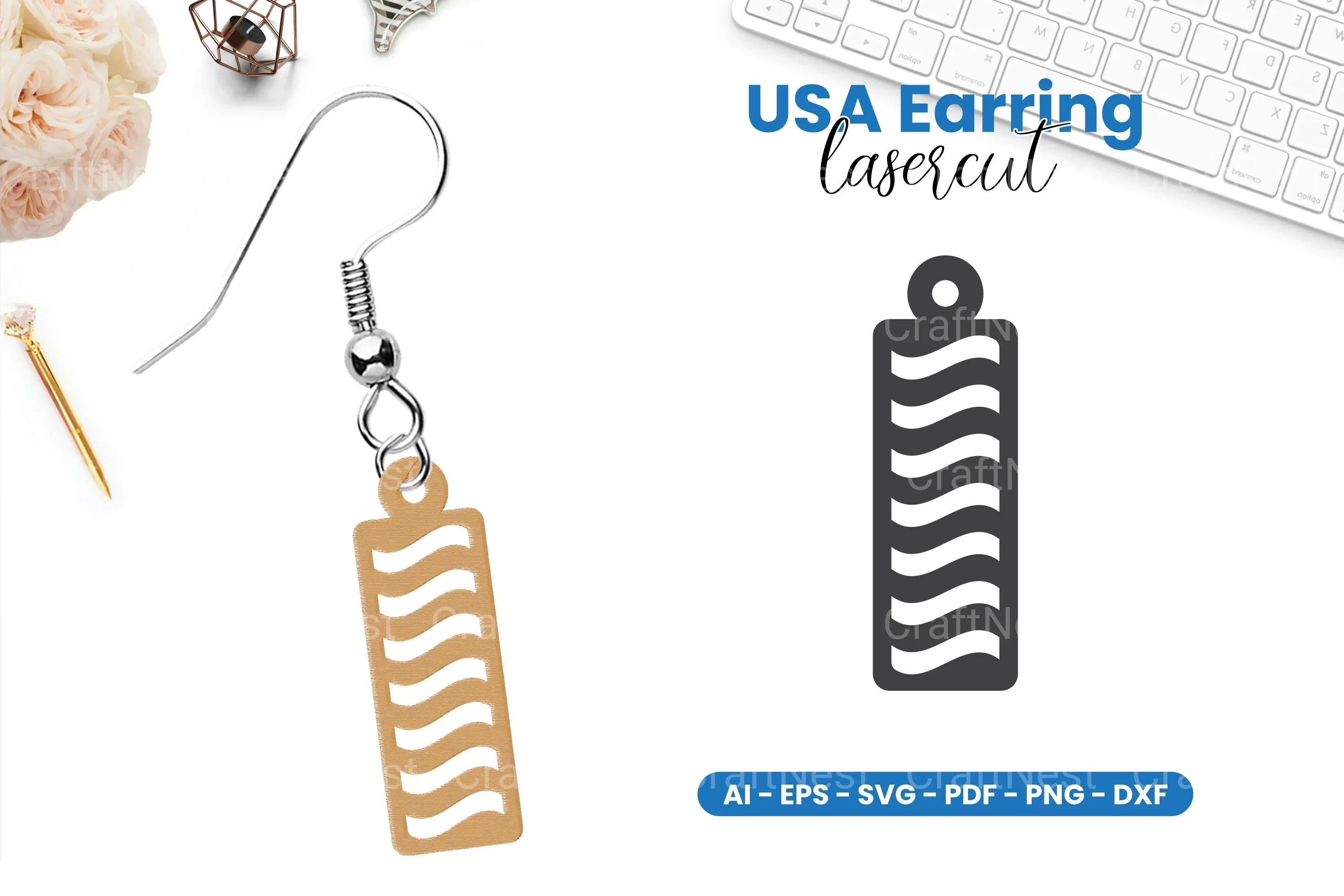 America Earring Lasercut SVG Bundle