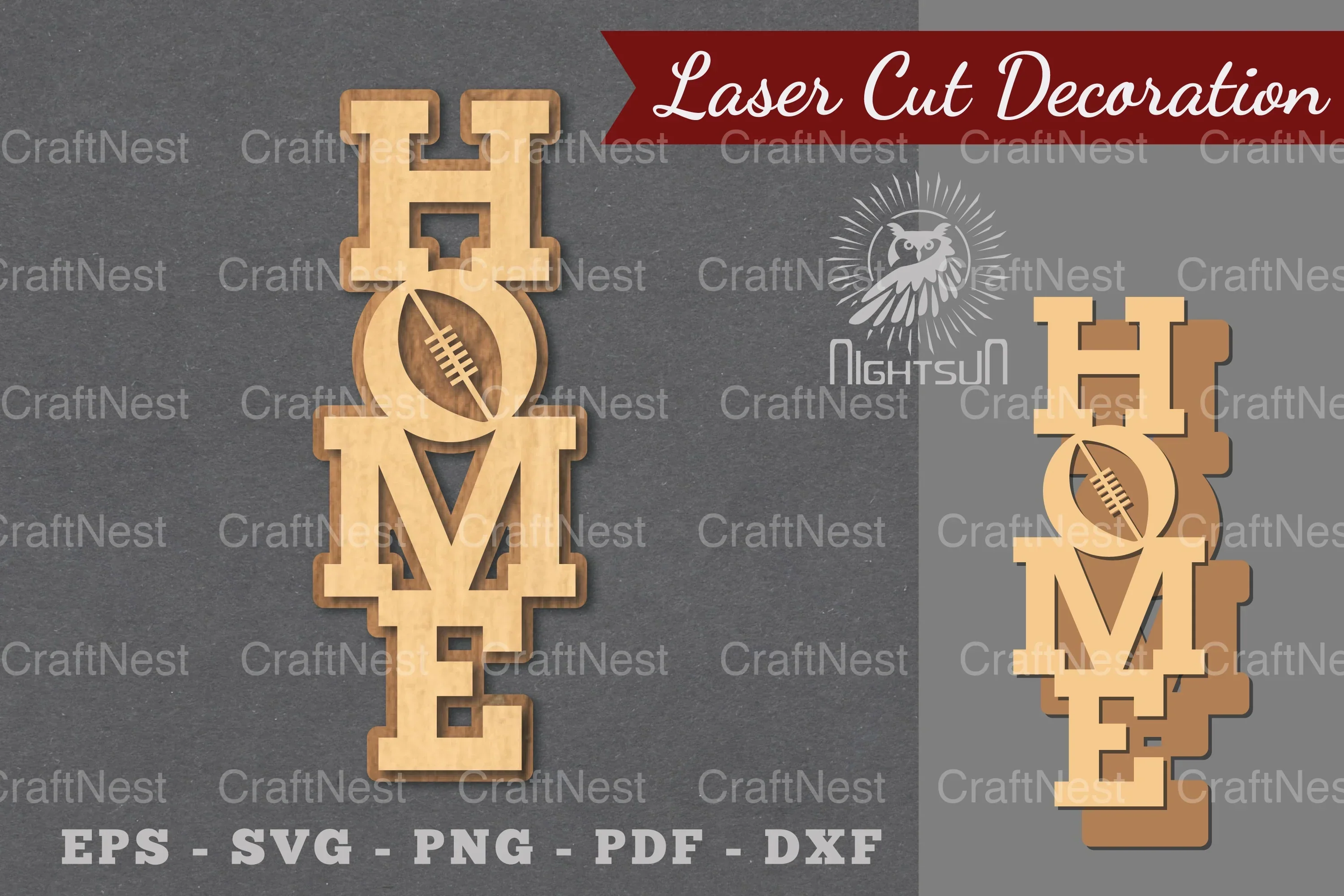 American Football Home Laser Cut Decoration Clipart Bundle