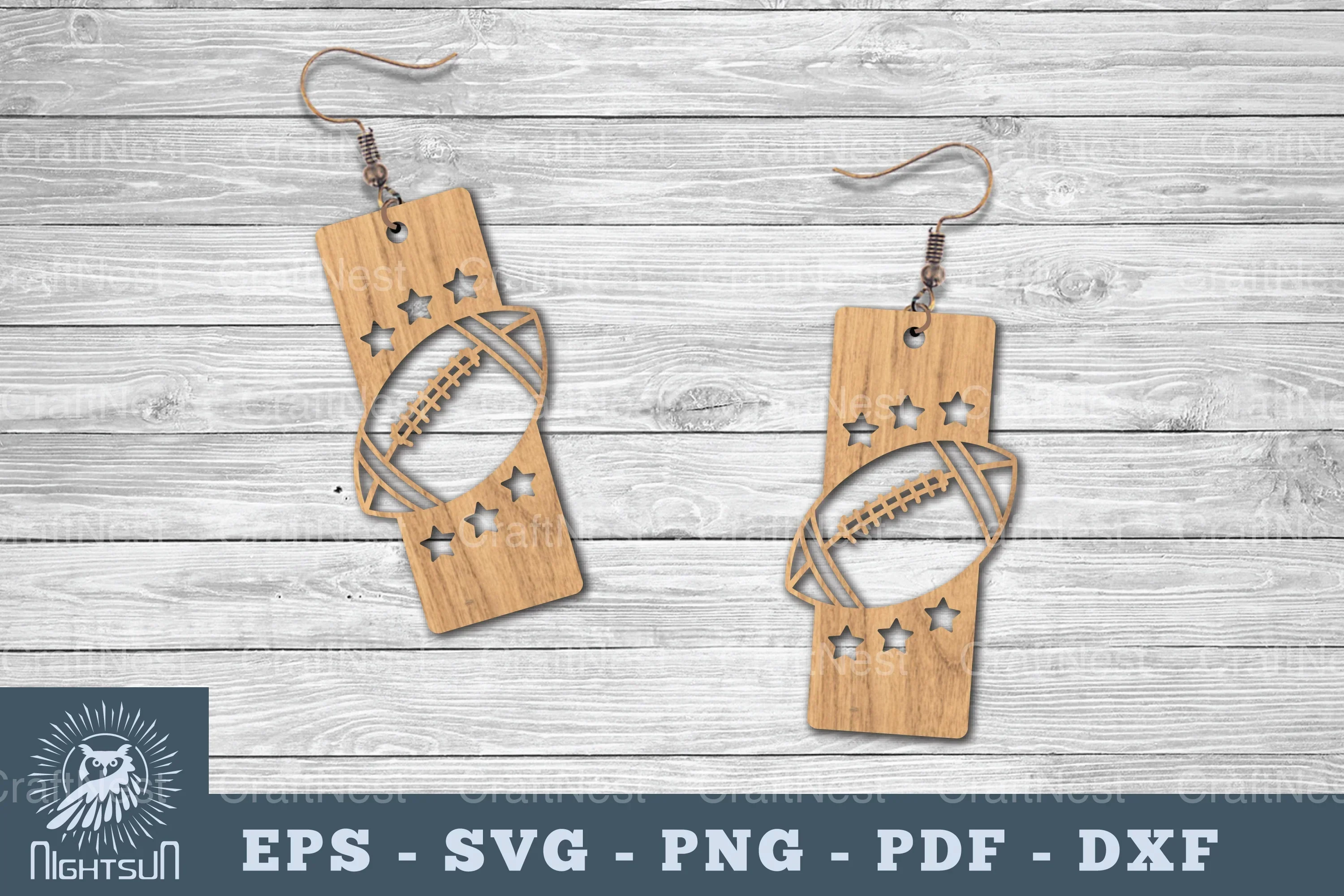 American Football Laser Cut Earrings SVG Bundle