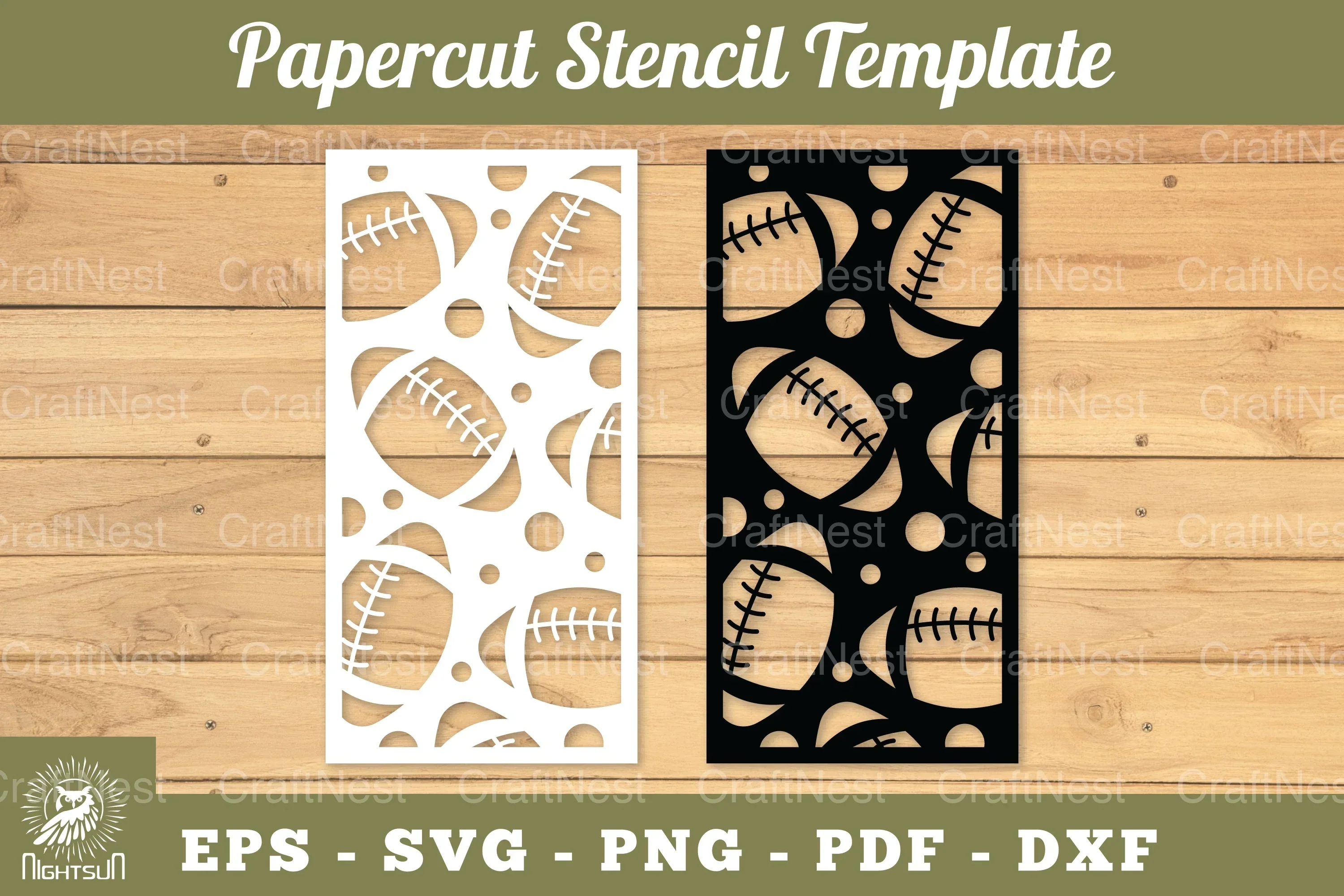 American Football Papercut Stencil Template Clipart Bundle