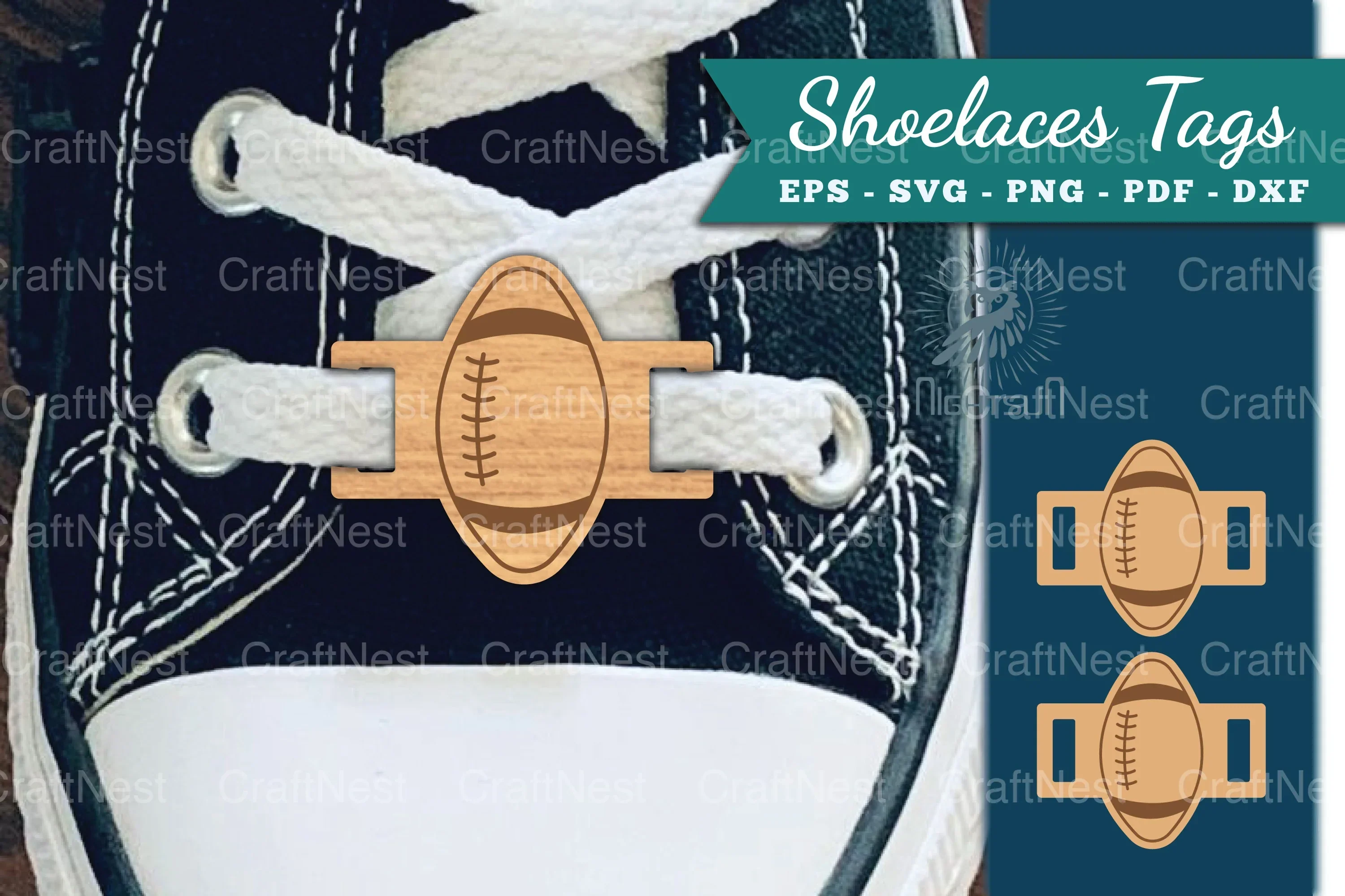 American Football Shoelace Tags SVG Bundle