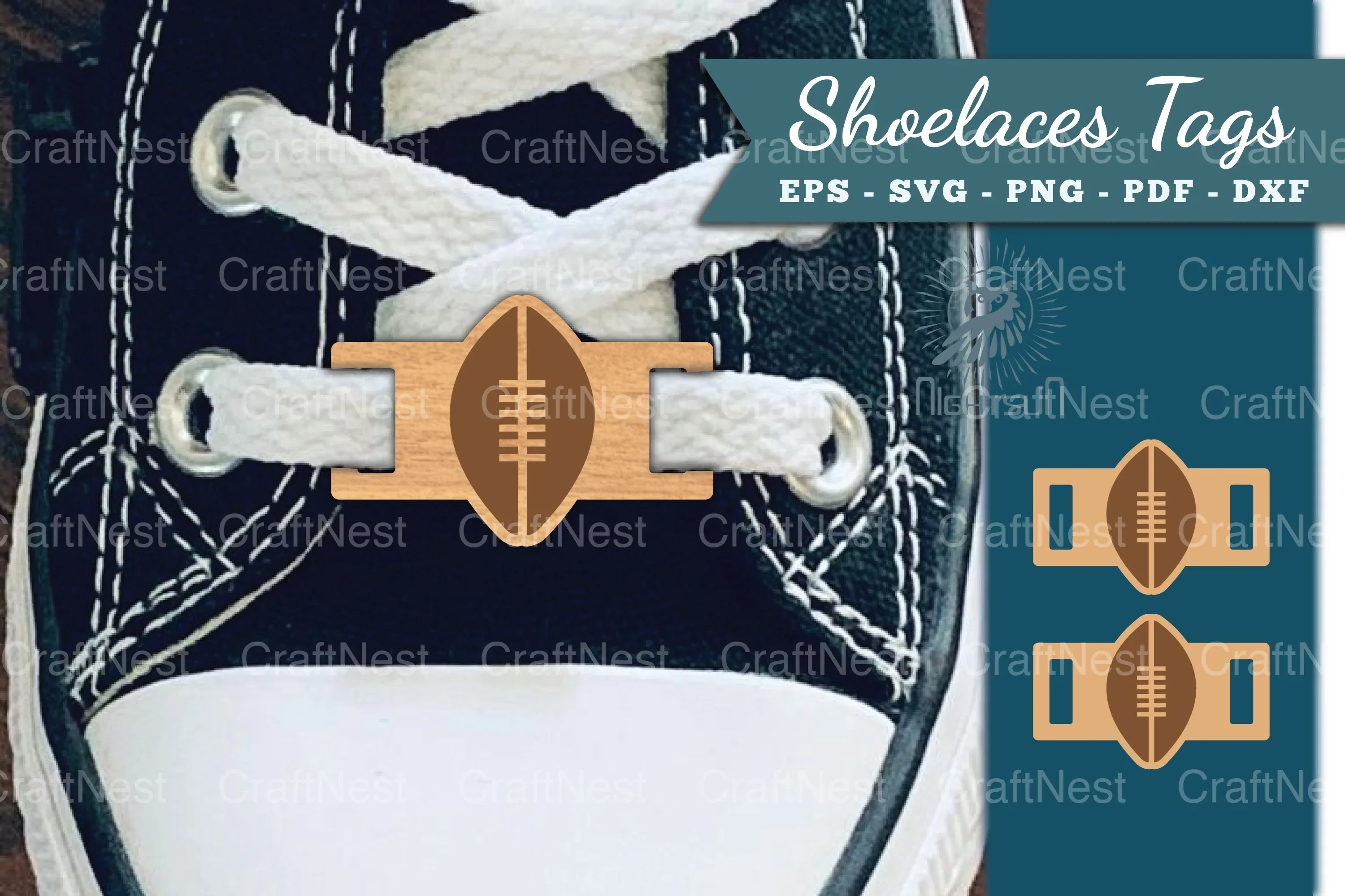 American Football Shoelaces Tags Laser Cut Clipart Bundle
