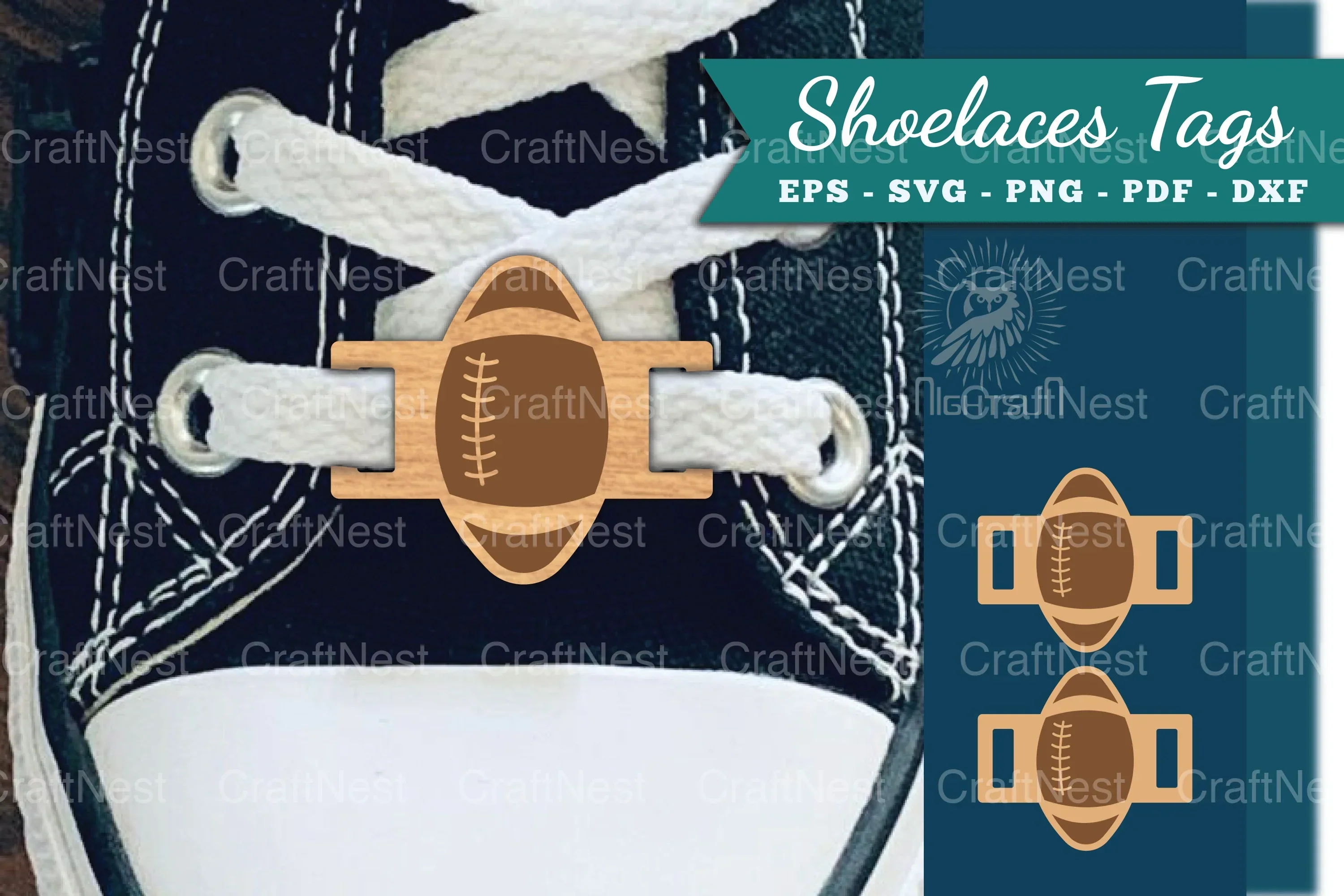 American Football Shoelaces Tags SVG Bundle