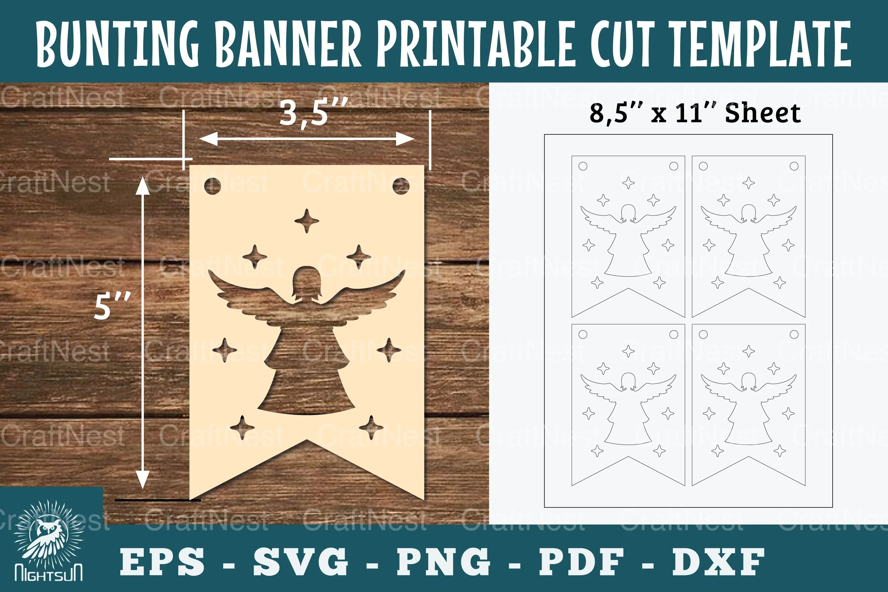 Angel Bunting Banner Printable Clipart Bundle