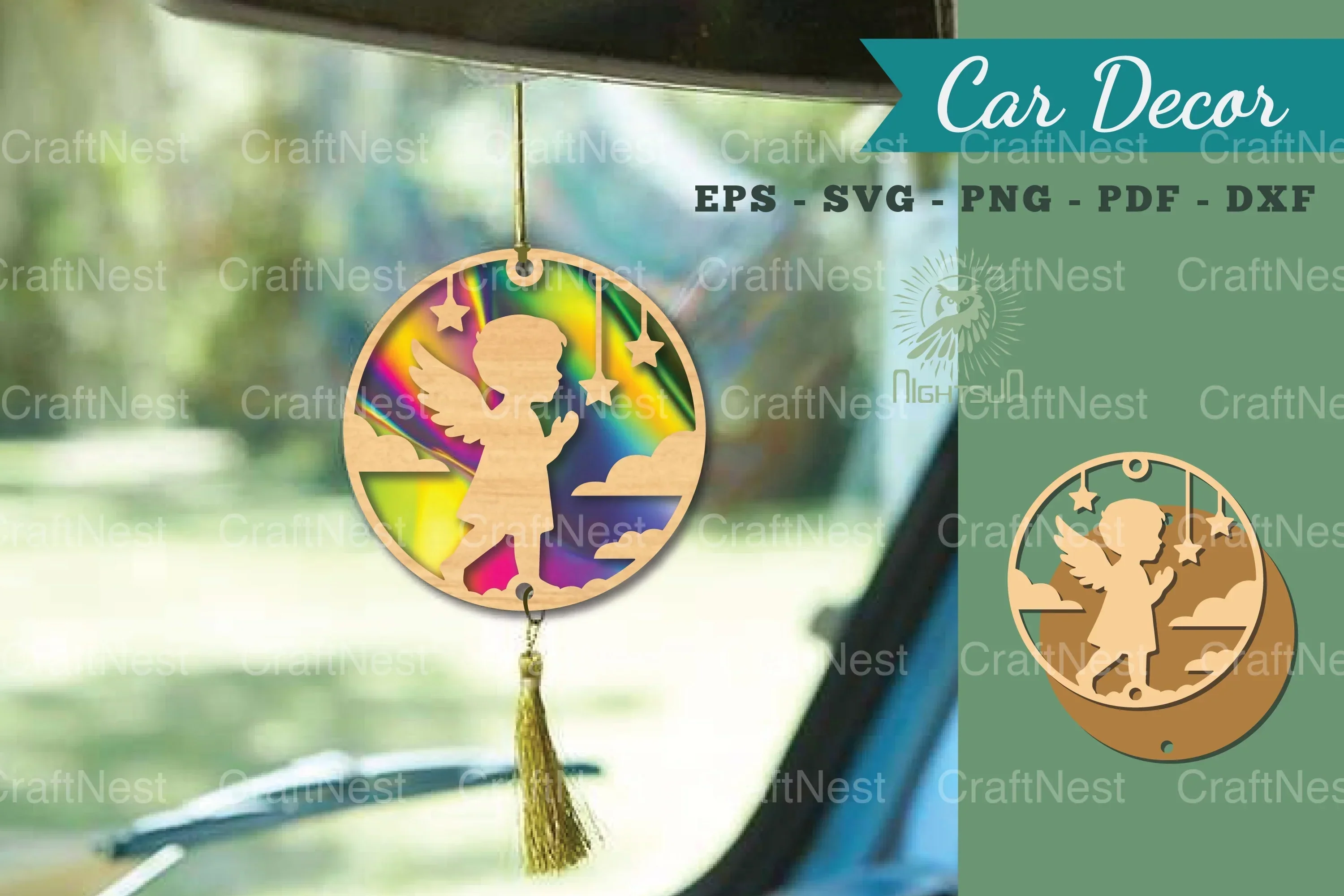 Angel Kids Lasercut Car Decor Clipart Bundle