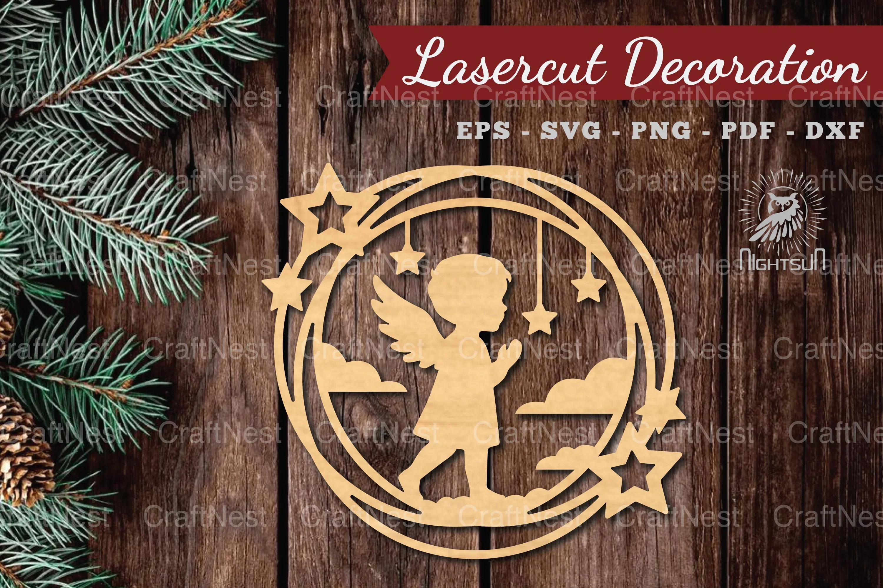 Angel Kids Lasercut Decoration Clipart Bundle