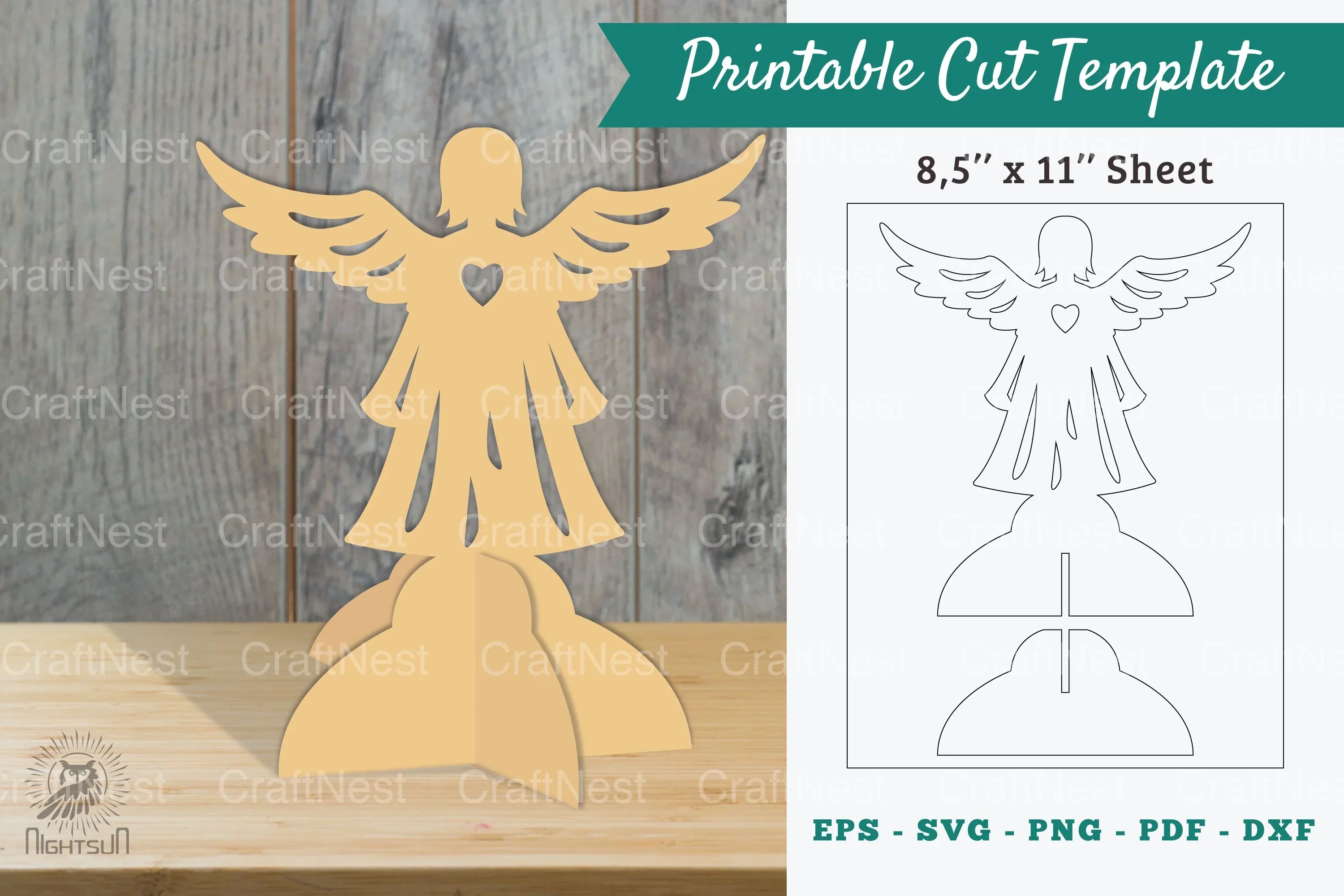 Angel Printable Cut Template - Clipart Bundle