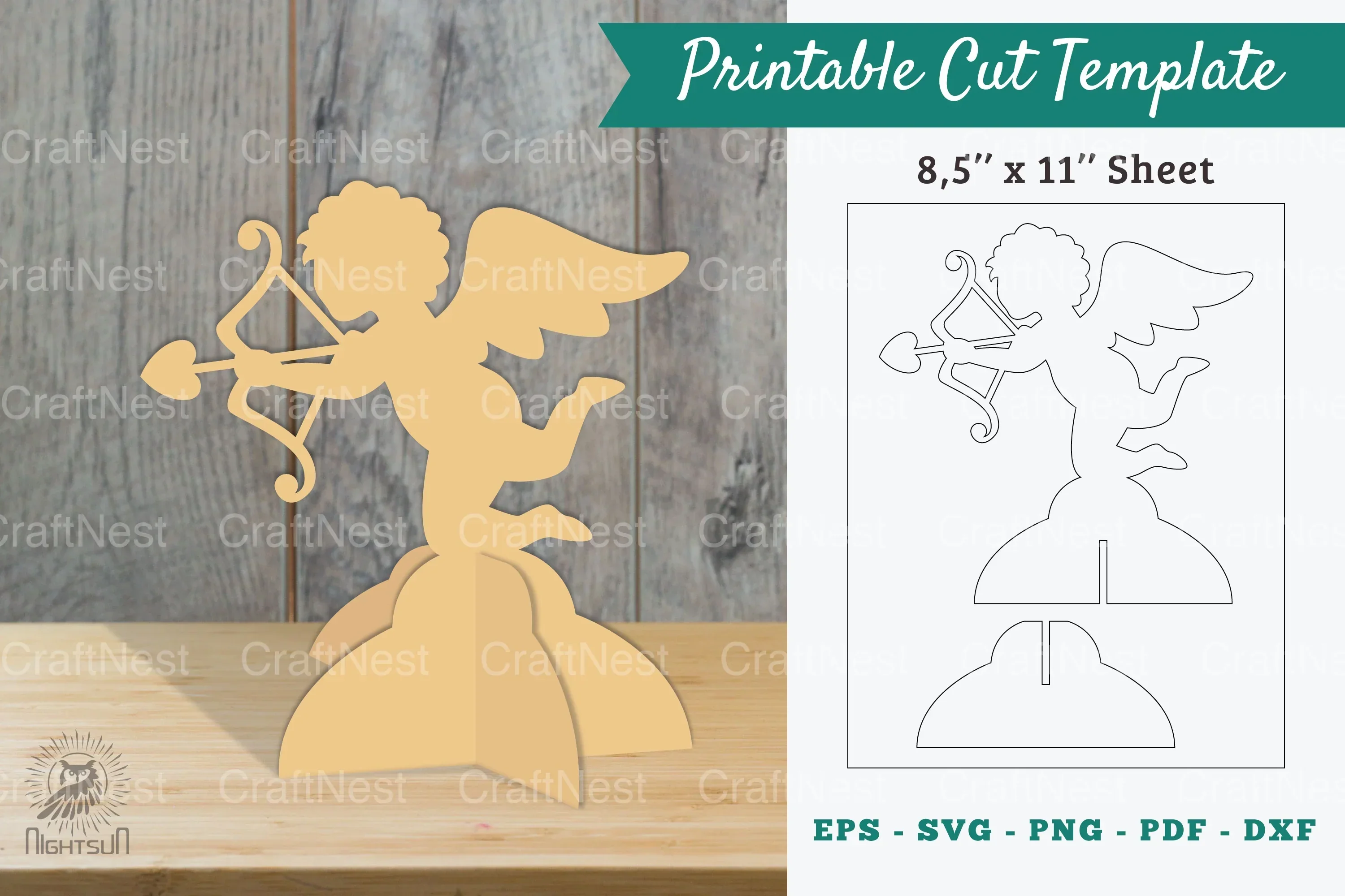 Angel with Arrow Cut Template Clipart Bundle