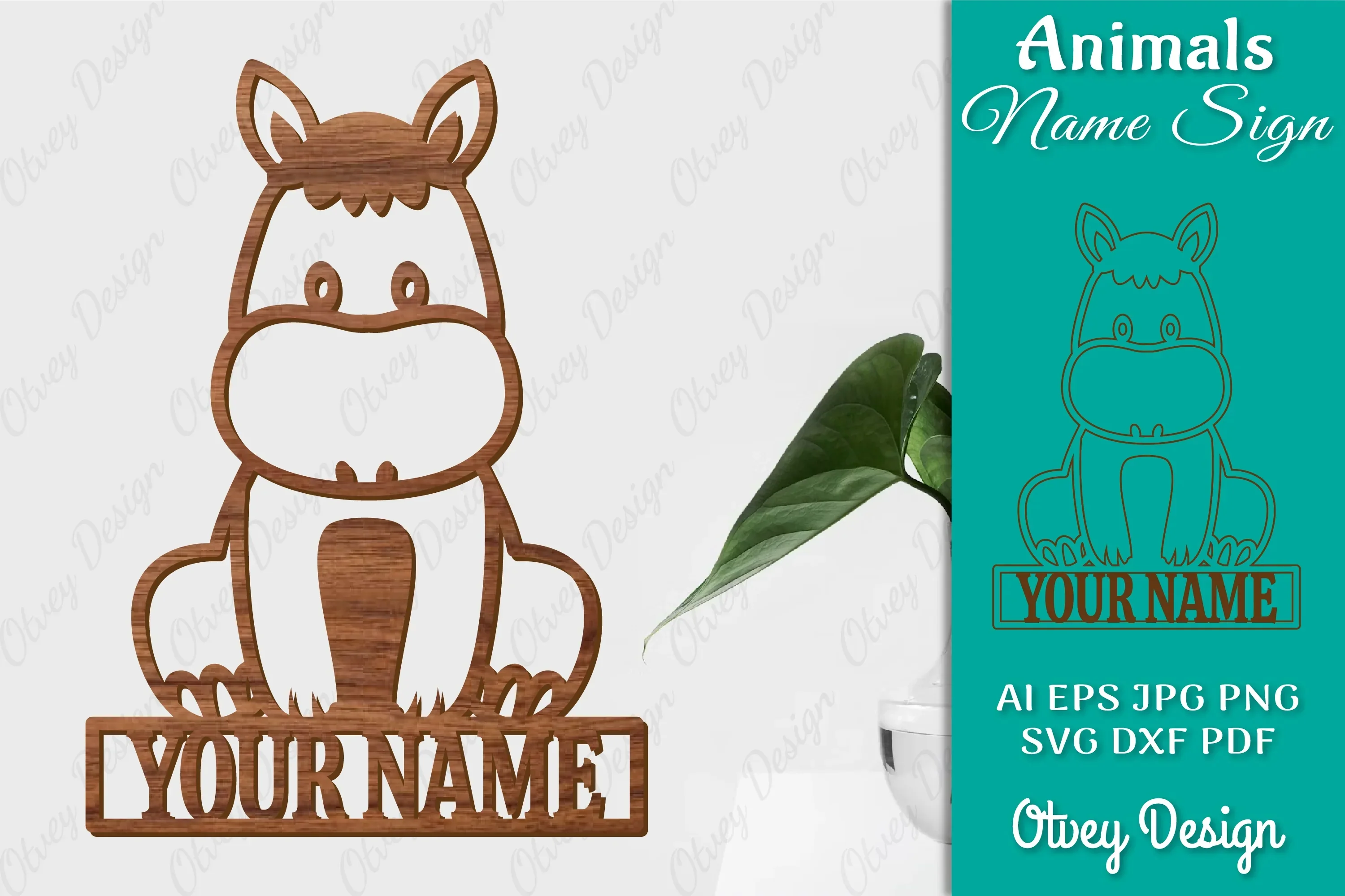 Animal Name Sign SVG Laser Cut Template Door Wall Hanger SVG Bundle