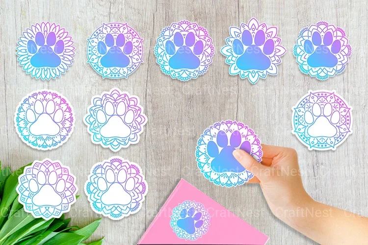 Animal Pet Paw Mandala Stickers Clipart Bundle - Image 2