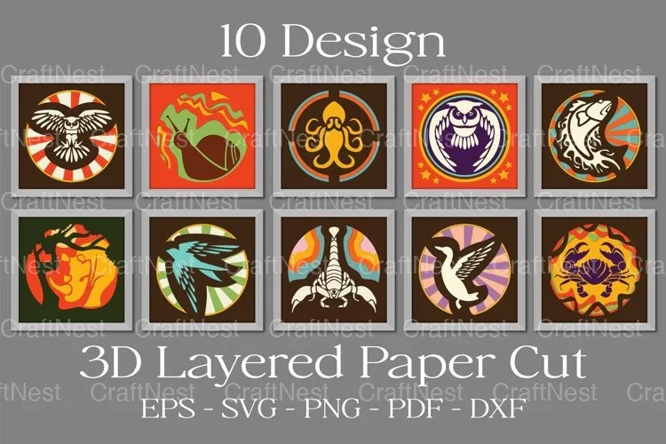 Animals 3D Layered Paper Cut Clipart Bundle