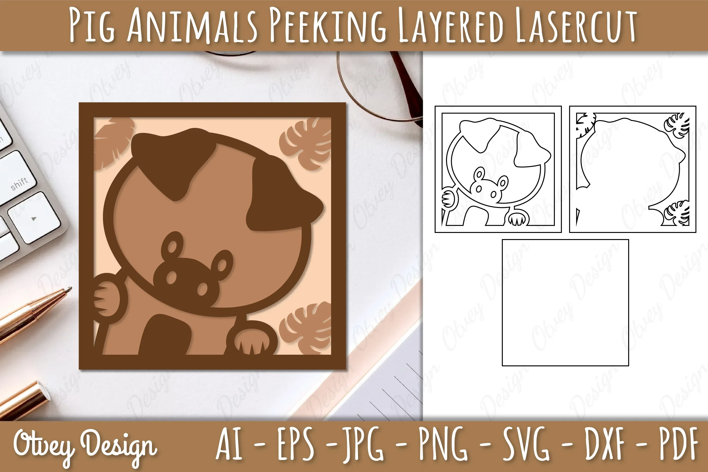 Animals Peeking Layered Lasercut SVG Bundle
