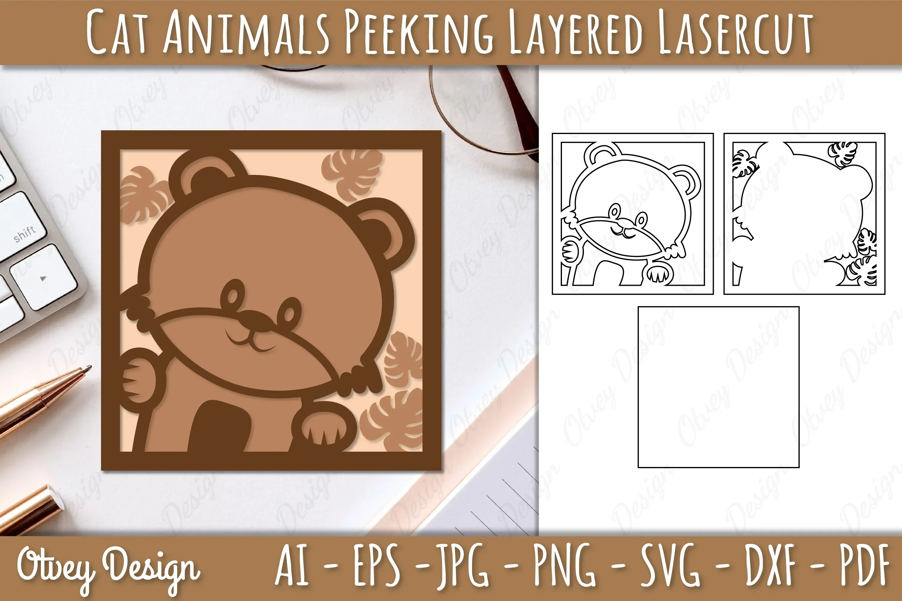 Animals Peeking Layered Lasercut SVG Bundle