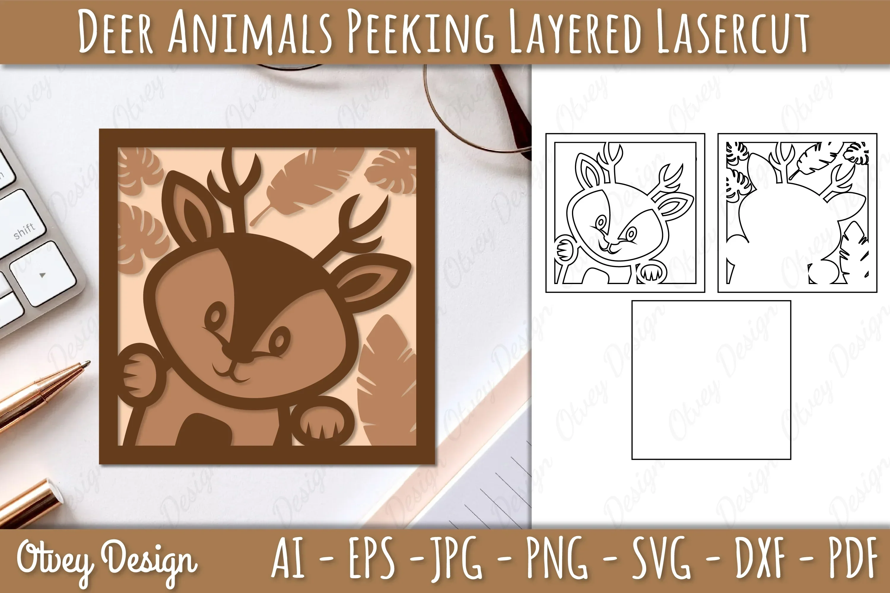 Animals Peeking Layered Lasercut SVG Bundle