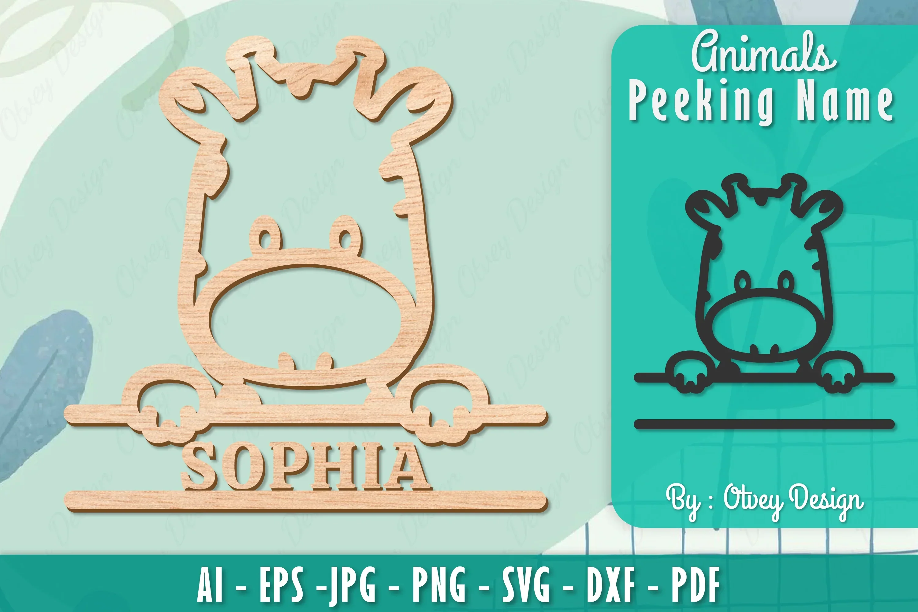 Animals Peeking Name Sign SVG Bundle