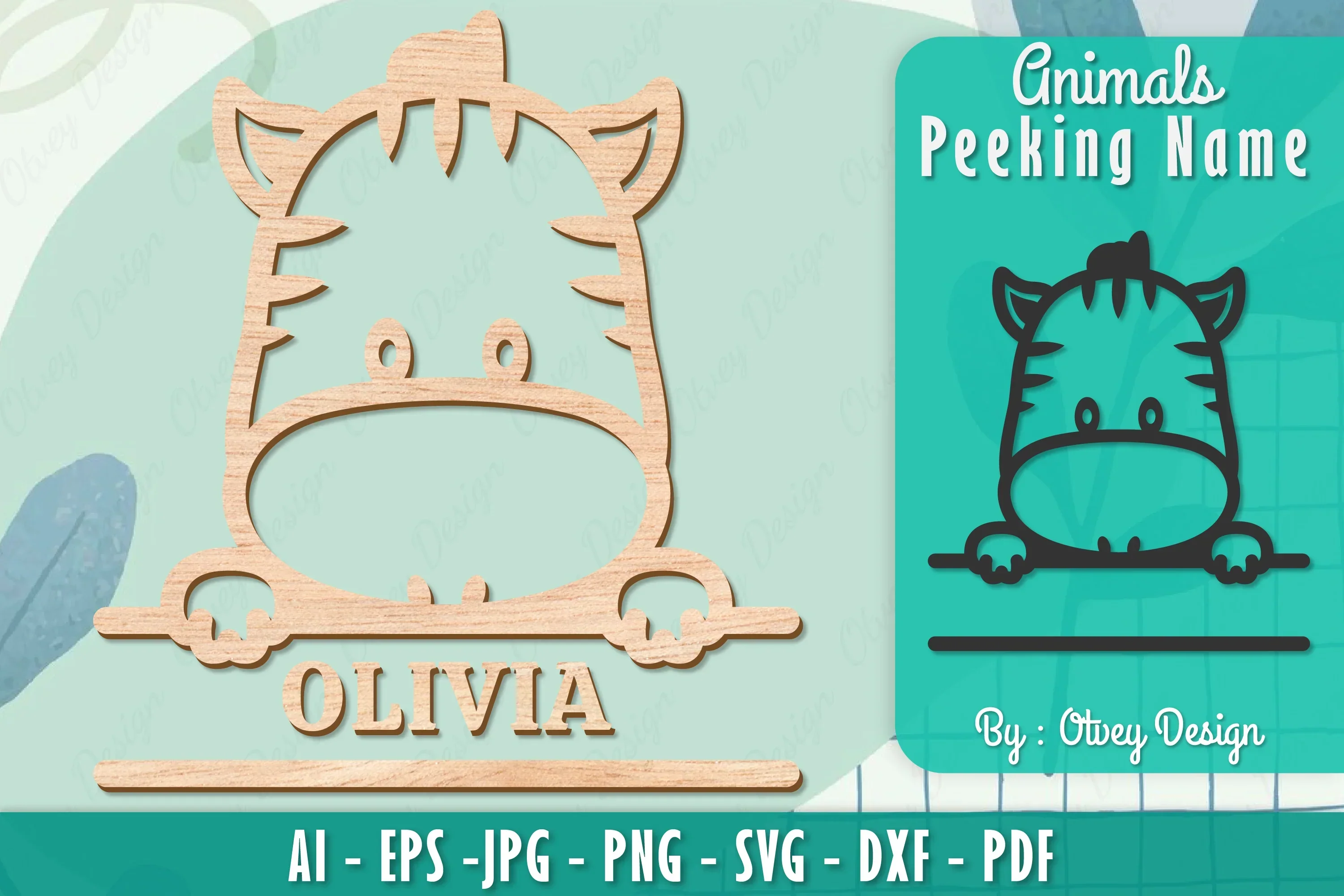 Animals Peeking Name Sign SVG Bundle