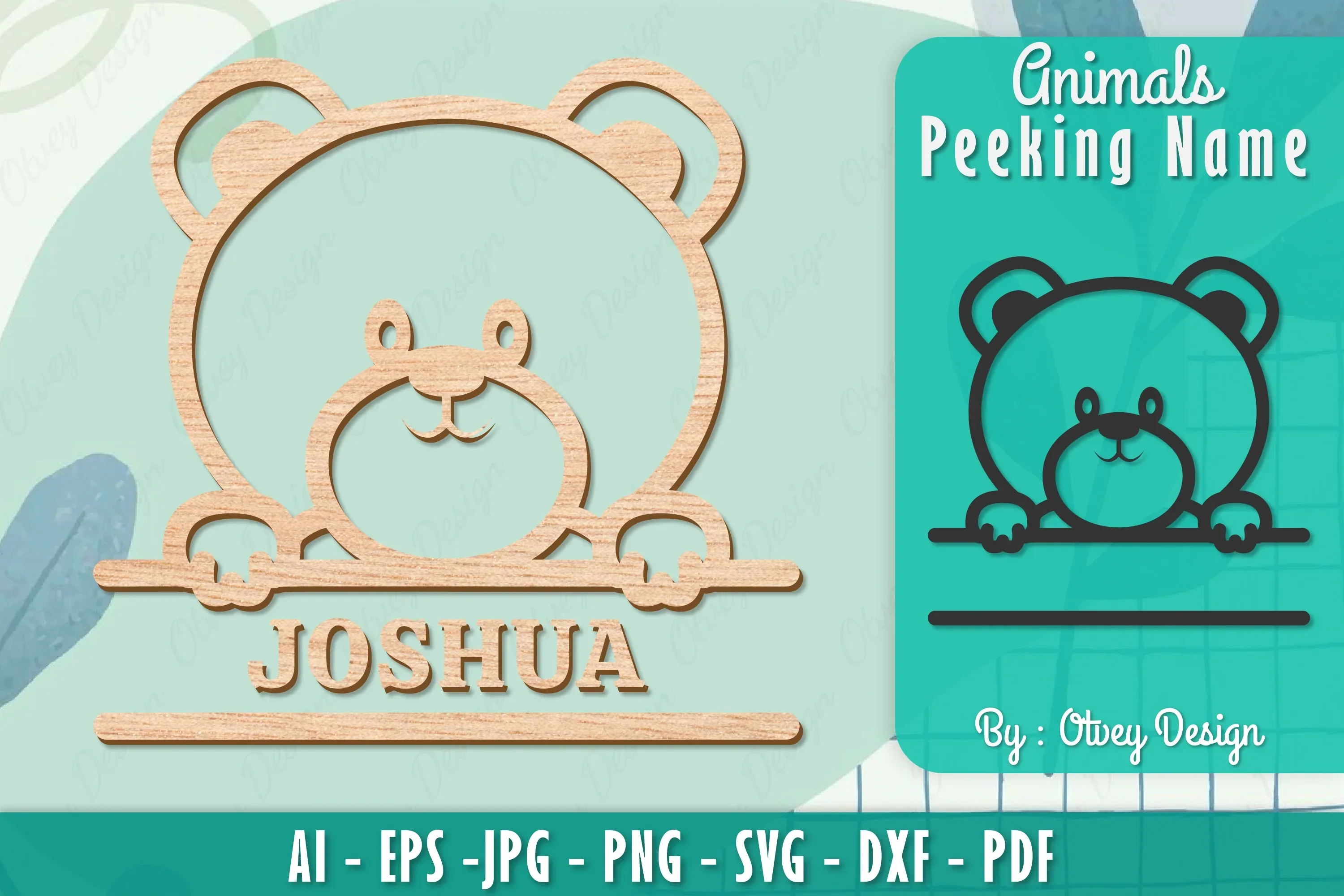 Animals Peeking Name Sign SVG Bundle