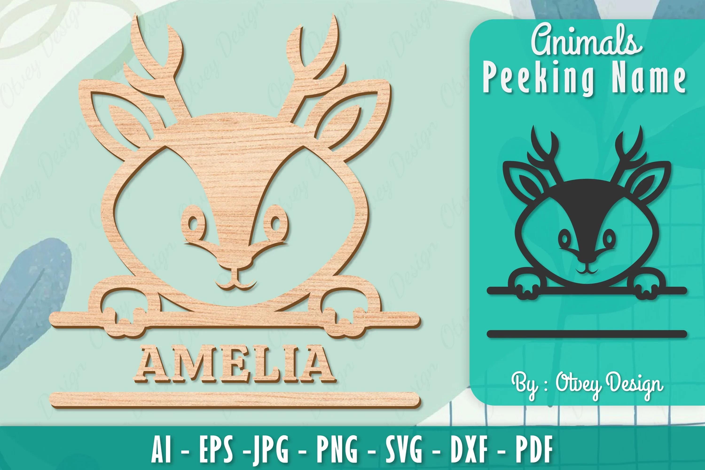 Animals Peeking Name Sign SVG Bundle