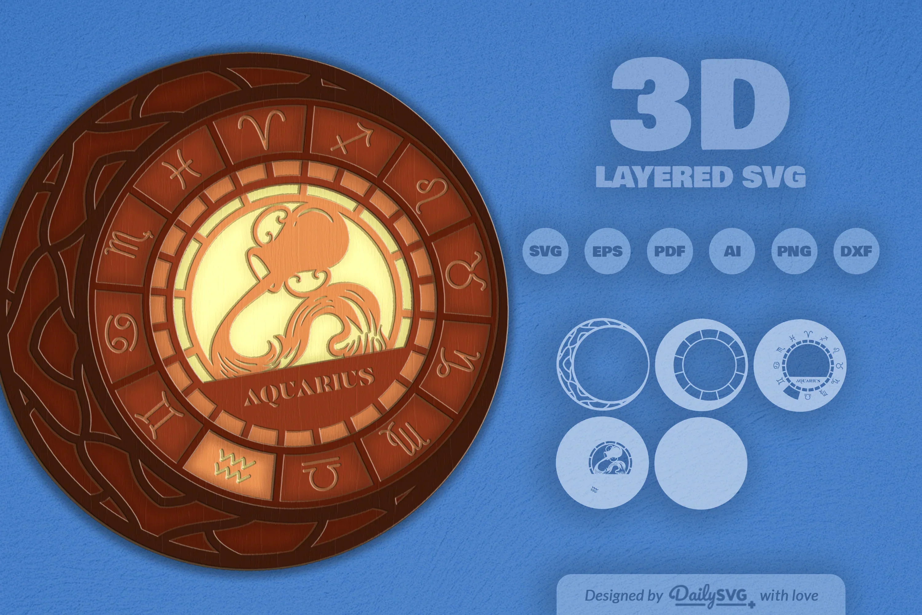Aquarius Zodiac Laser Cut SVG Bundle - Image 2