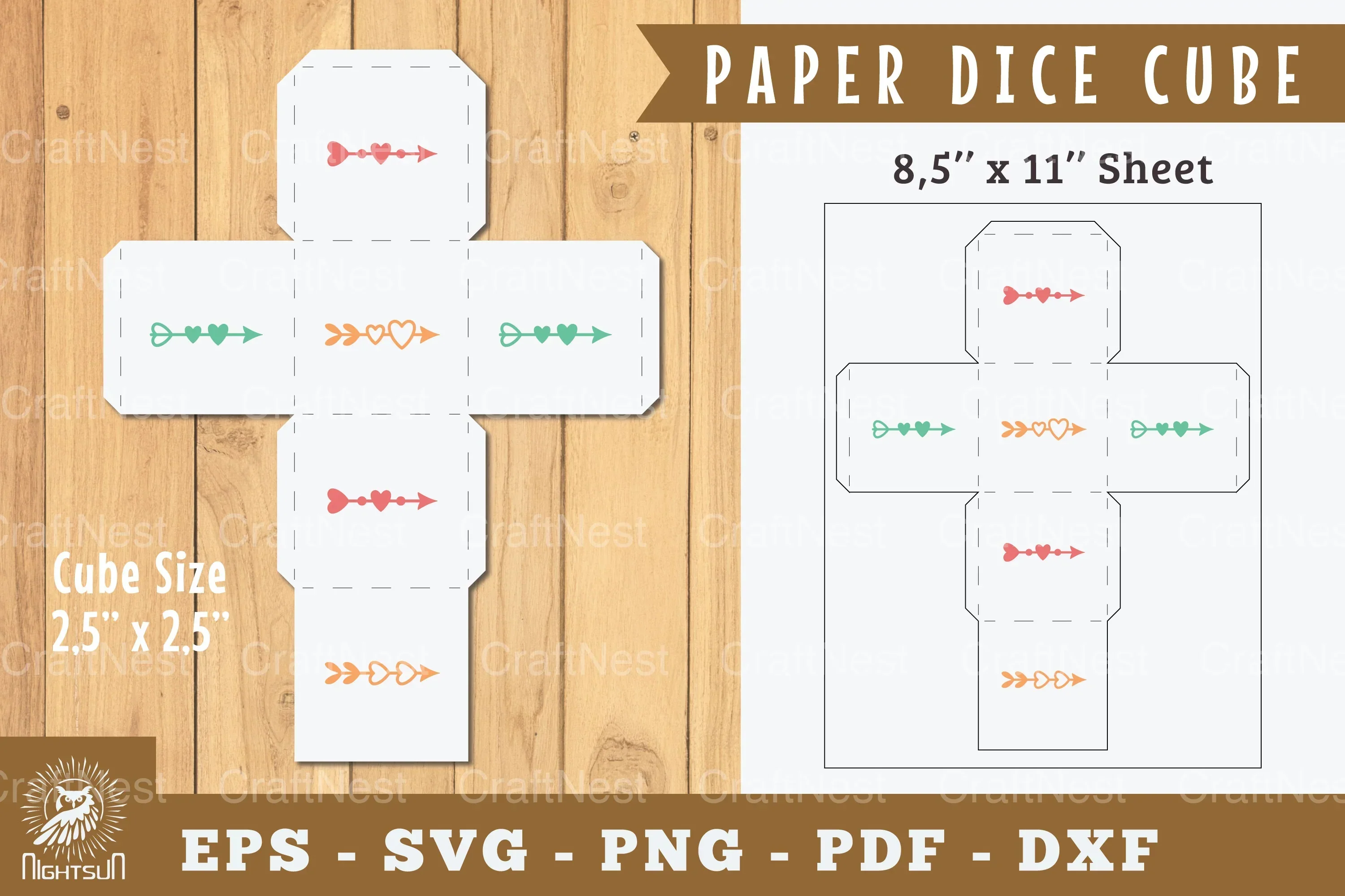 Arrow Paper Dice Cube Printable Cut - Clipart Bundle