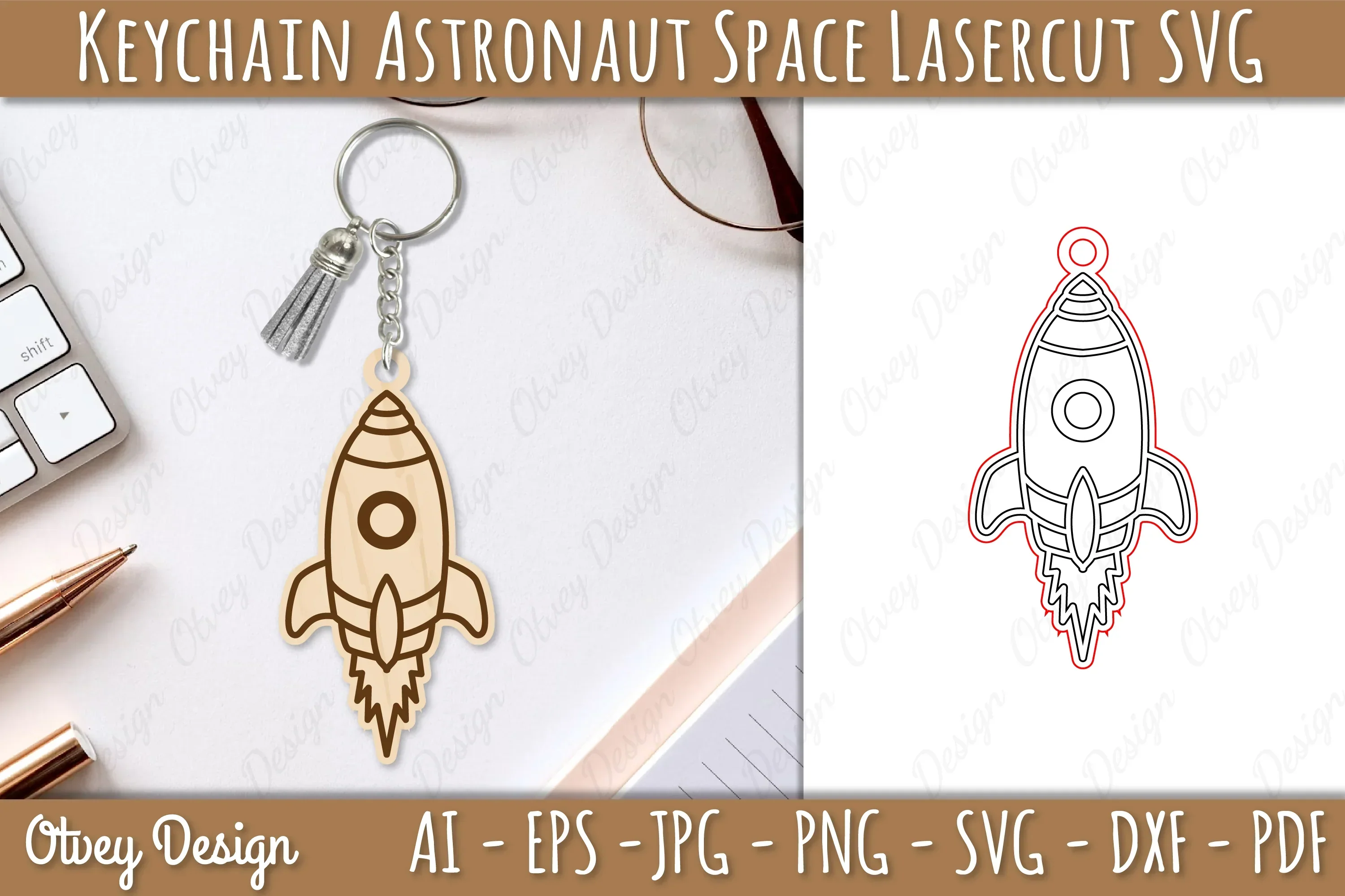 Astronaut Space Keychain Earring SVG Bundle
