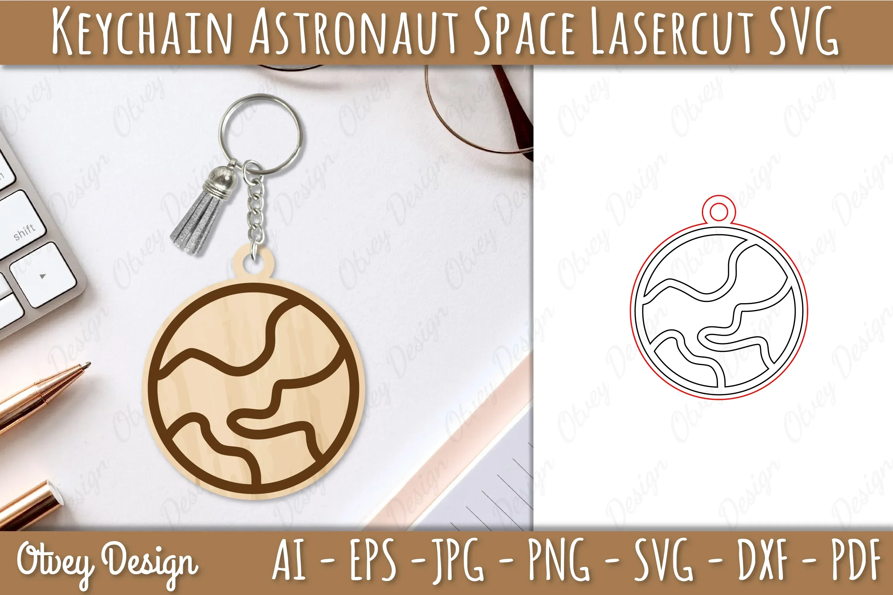 Astronaut Space Keychain Earring SVG Bundle