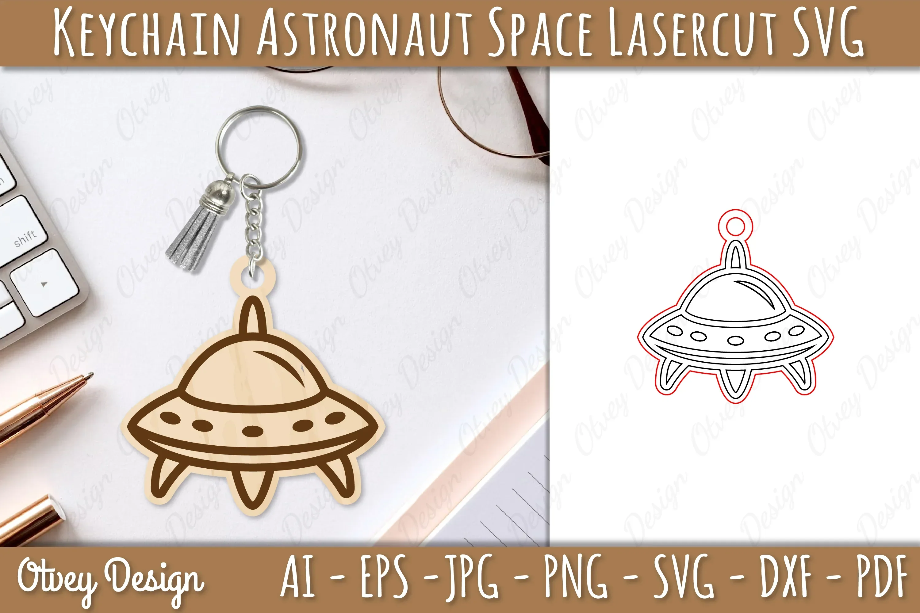 Astronaut Space Keychain Earring SVG Bundle