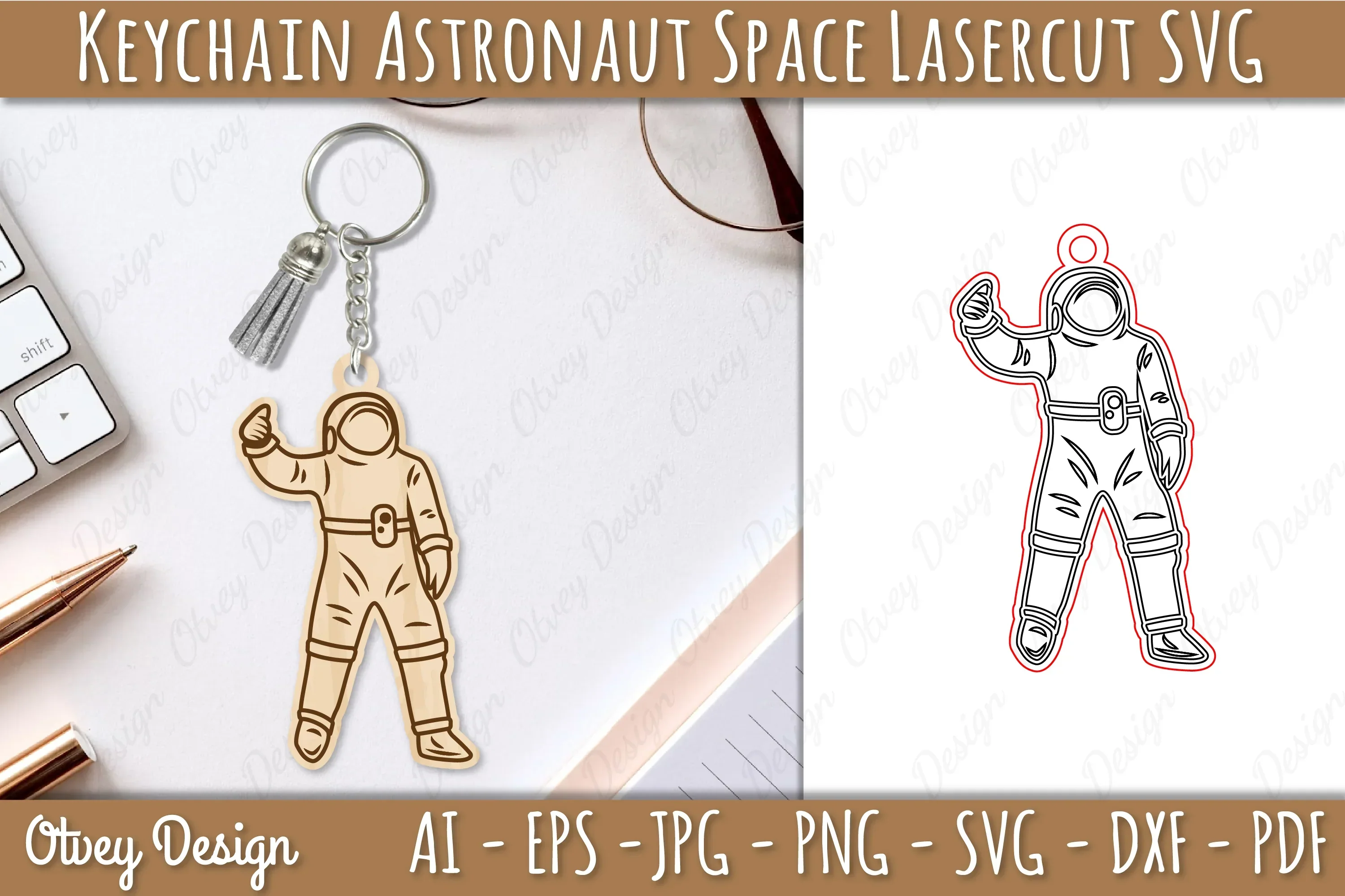 Astronaut Space Keychain Earring SVG Bundle