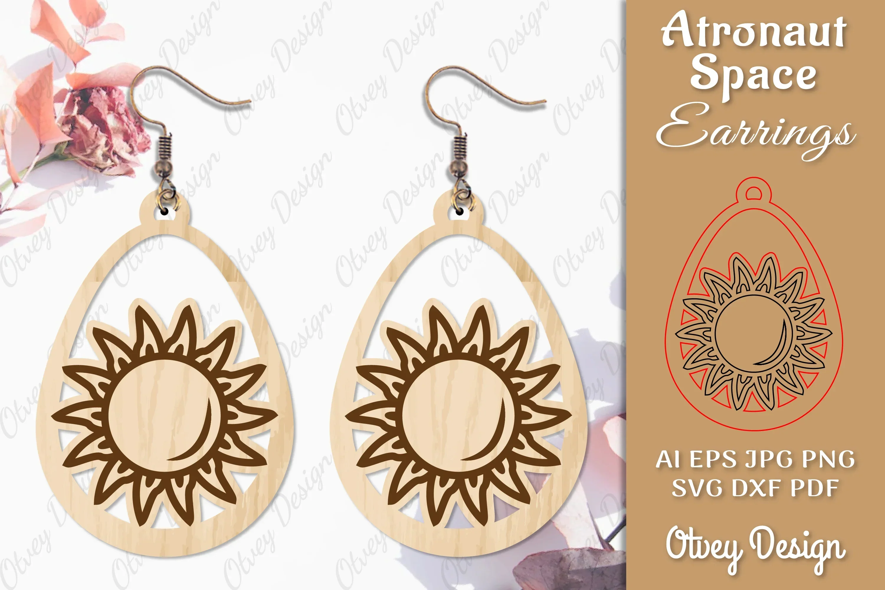 Astronaut Space Keychain Earring SVG Bundle