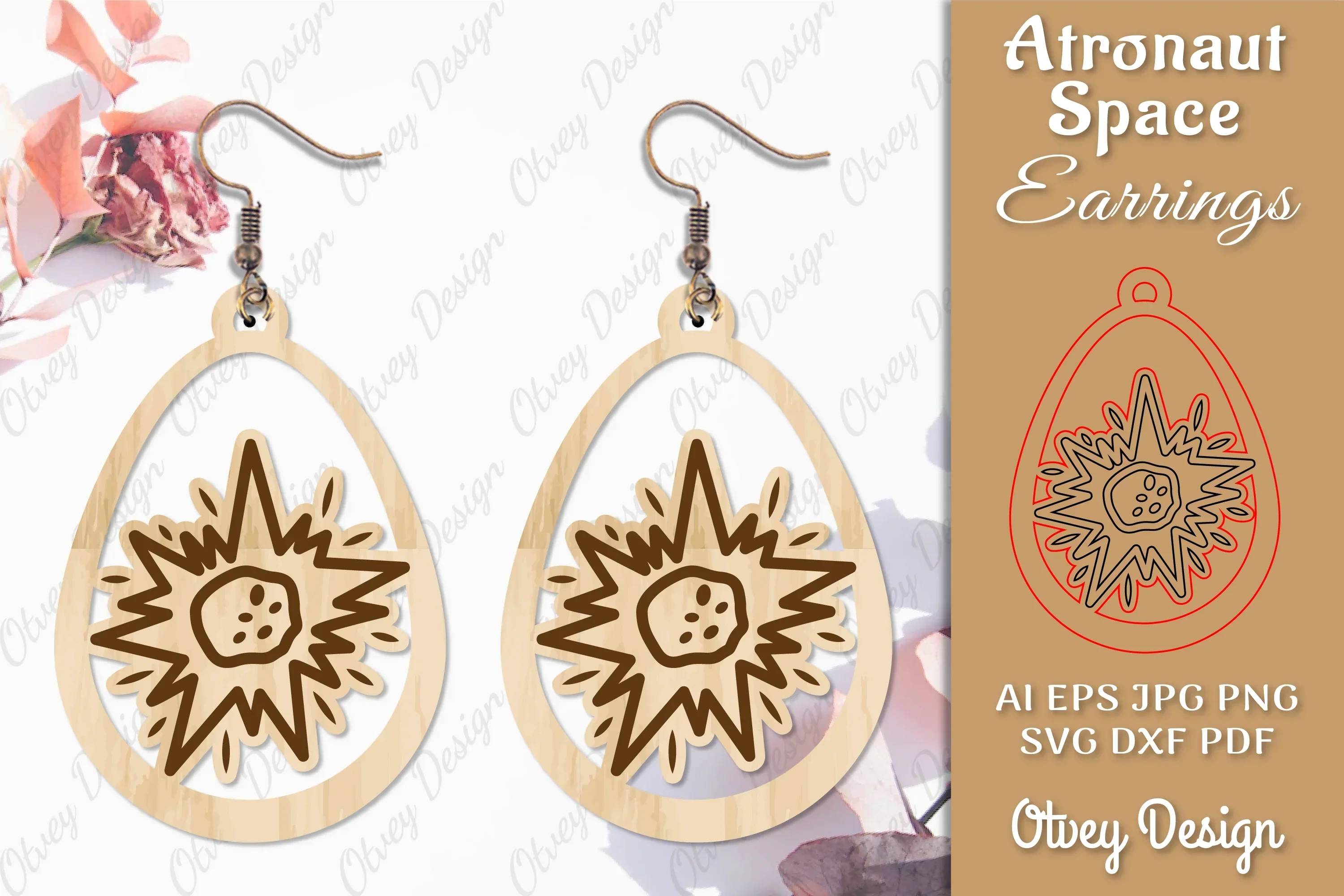 Astronaut Space Keychain Earring SVG Bundle