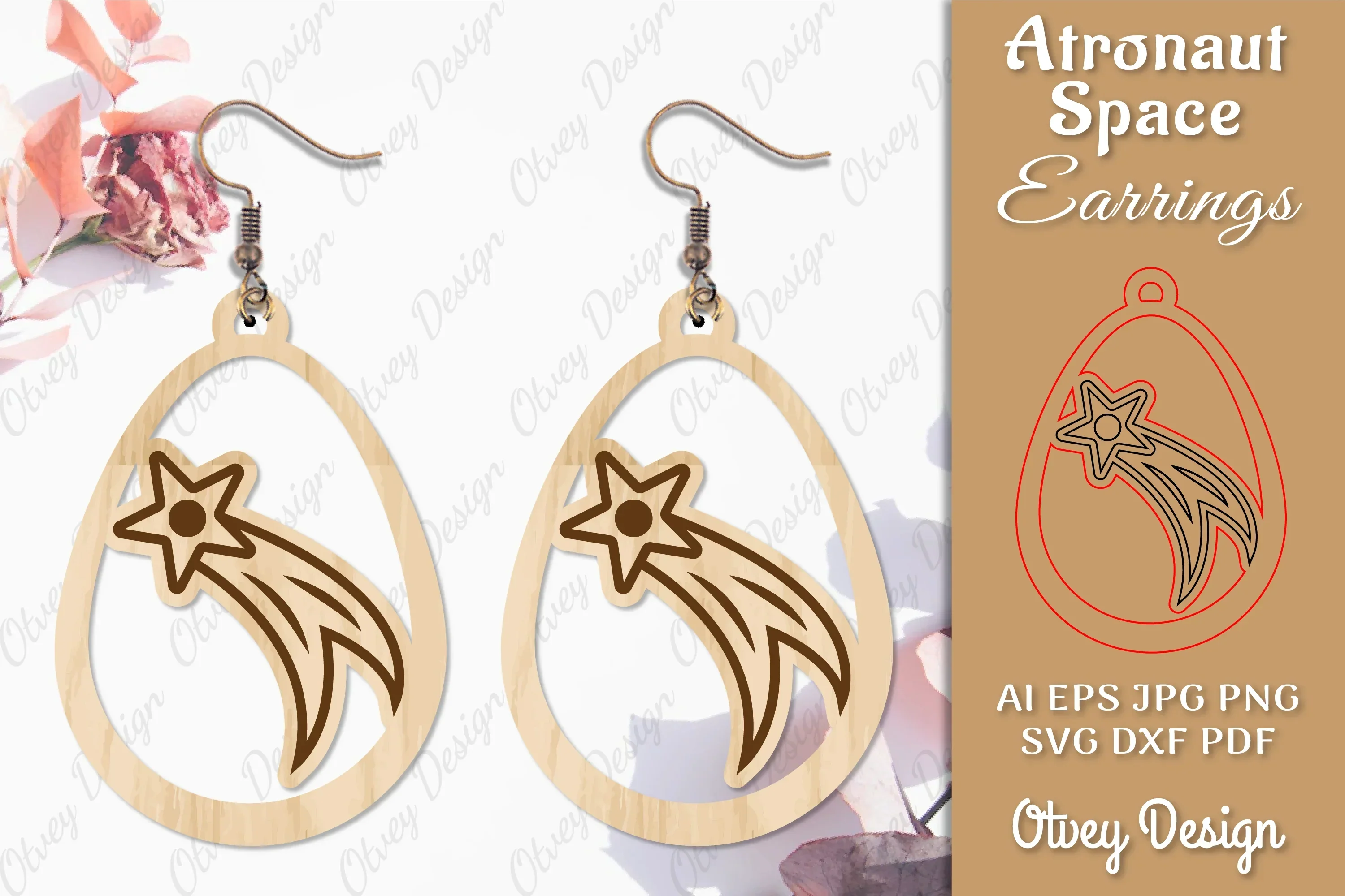 Astronaut Space Keychain Earring SVG Bundle