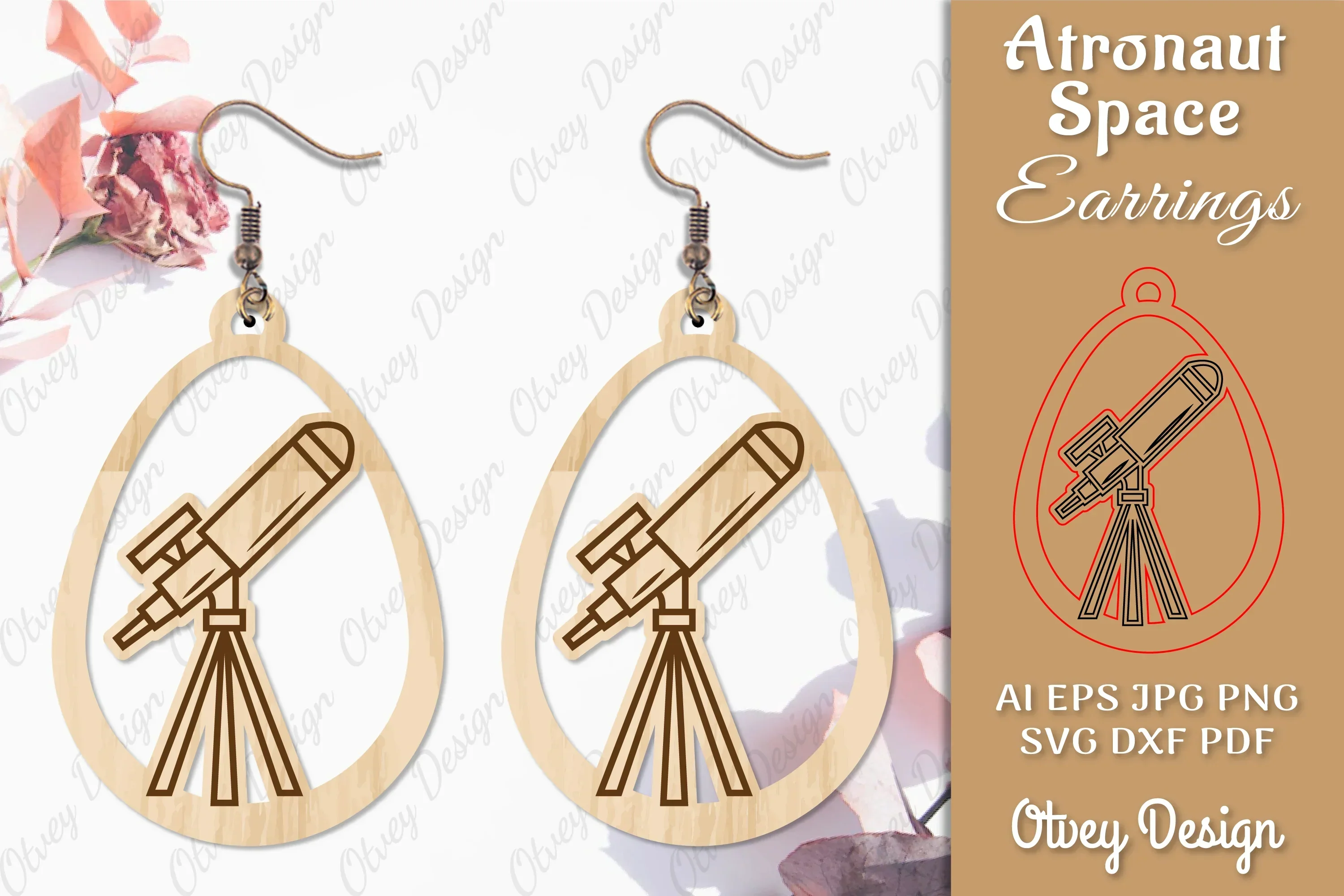 Astronaut Space Keychain Earring SVG Bundle