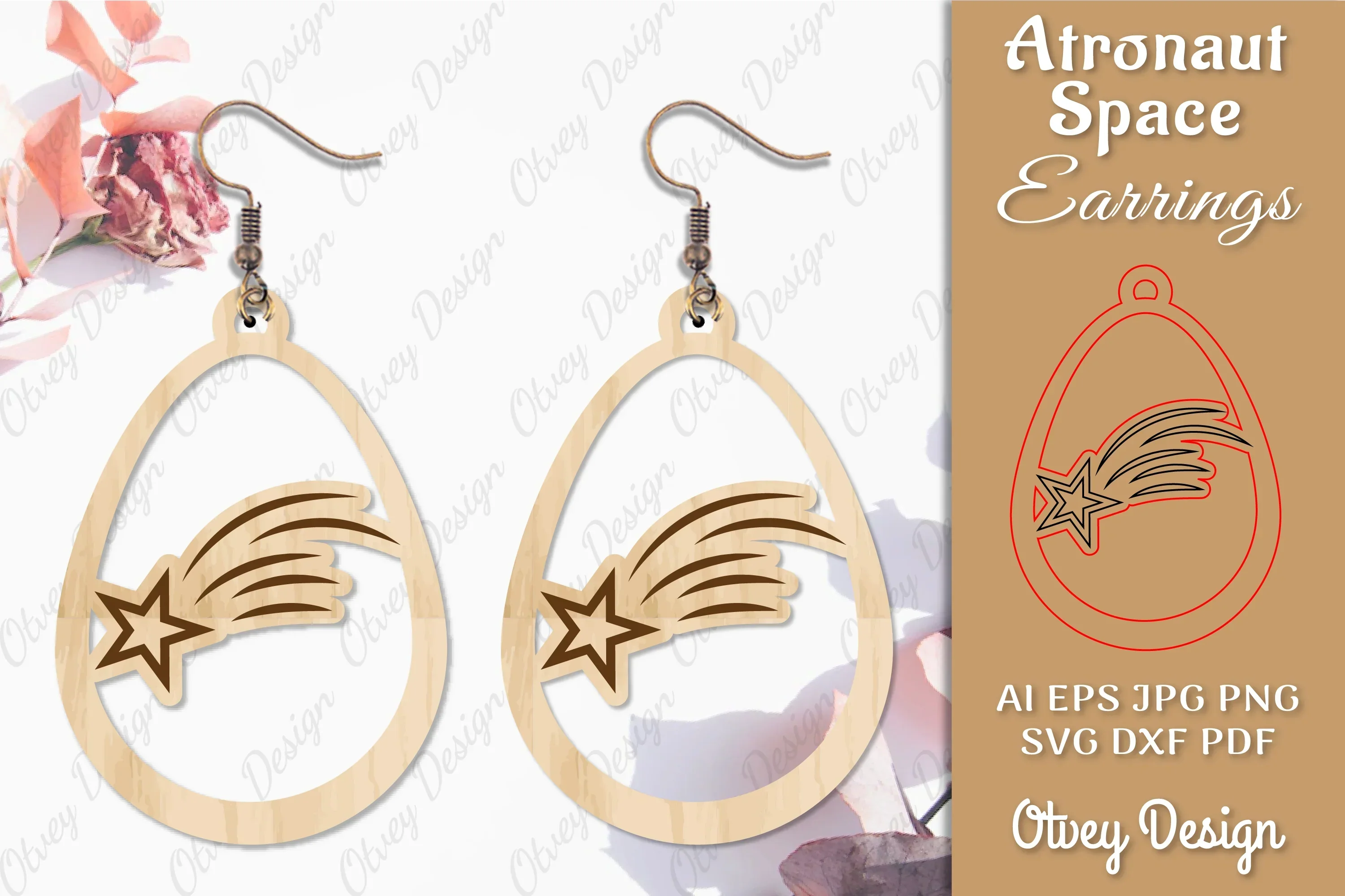 Astronaut Space Keychain Earring SVG Bundle