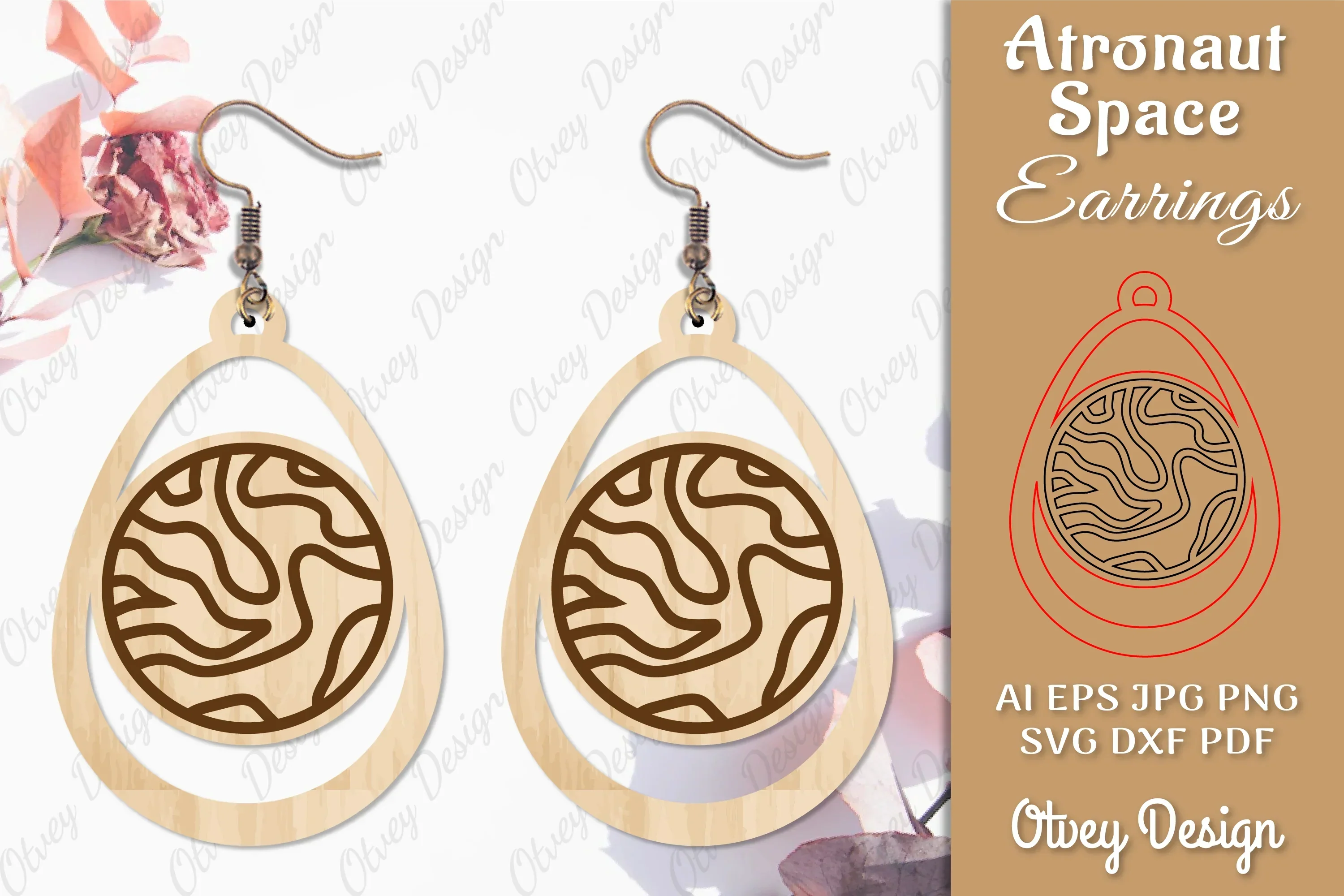 Astronaut Space Keychain Earring SVG Bundle