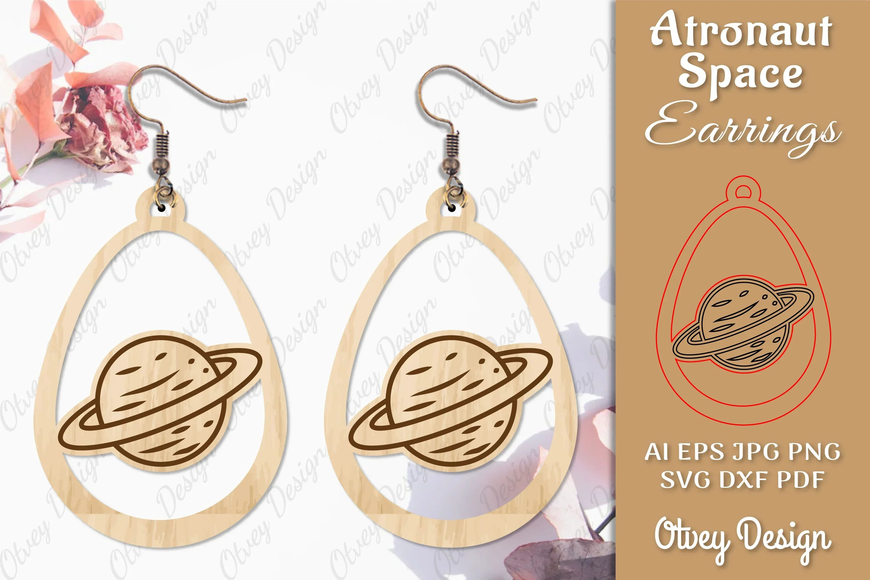Astronaut Space Keychain Earring SVG Bundle