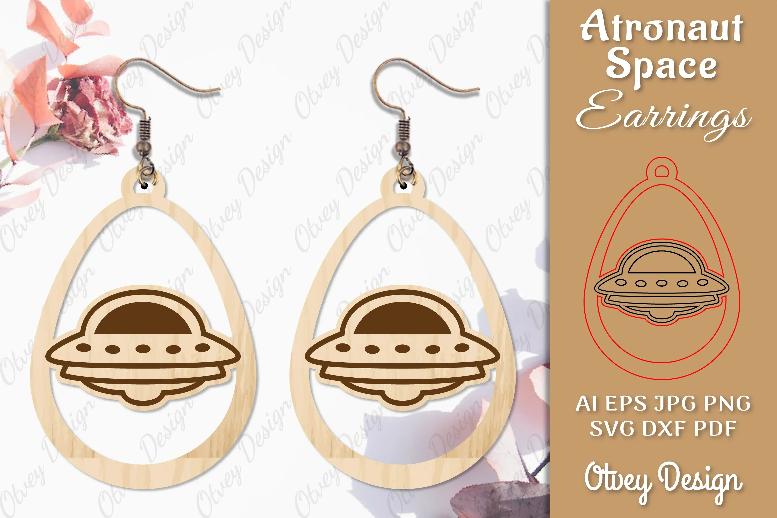 Astronaut Space Keychain Earring SVG Bundle