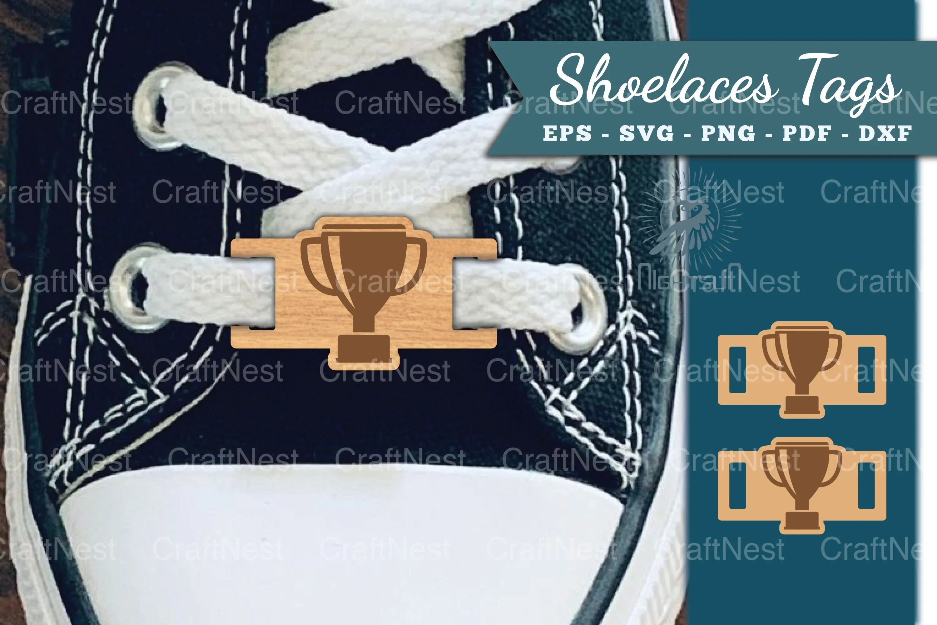 Award Trophy Shoelace Tags Laser Cut Clipart Bundle