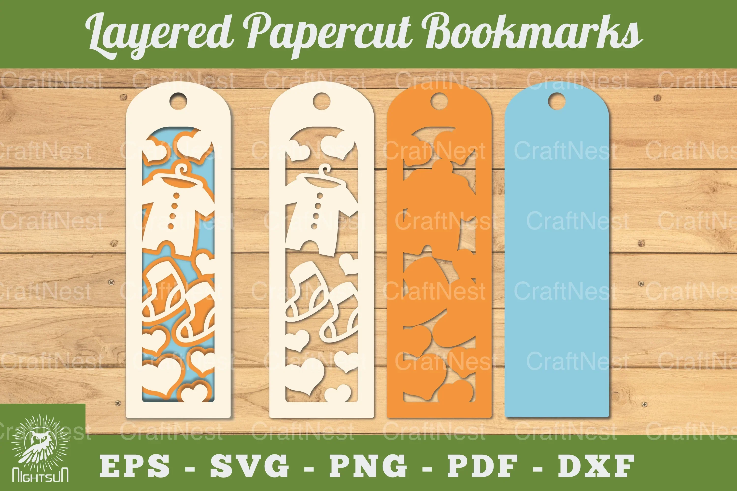 Baby Boy Papercut Bookmark Clipart Bundle